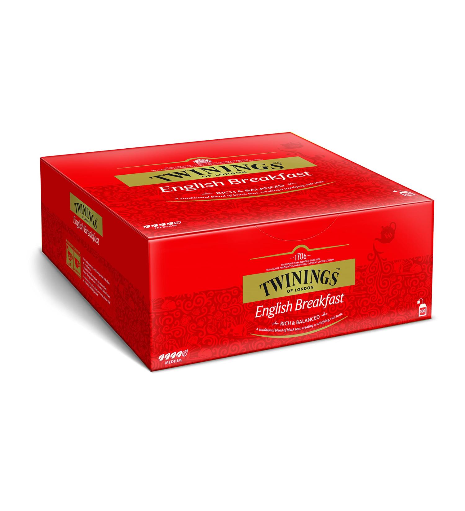 Twinings English Breakfast Tea | Strong Black Tea | 100 High-Quality Tea Bags (200g) | Imported from Sri Lanka & India - Buy Online on GoSupps.com