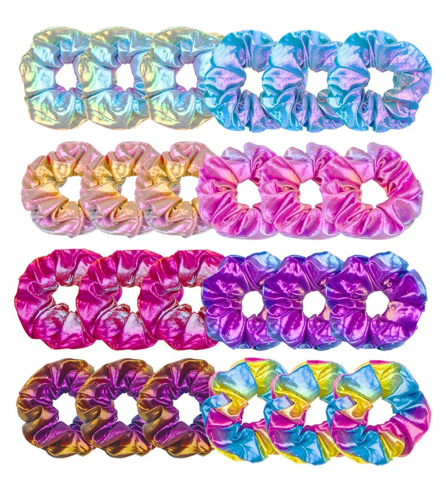 MOLYHUA Shiny Metallic Hair Scrunchies for Girls and Women - 24 Pcs Hair Ties - Buy Online on GoSupps.com