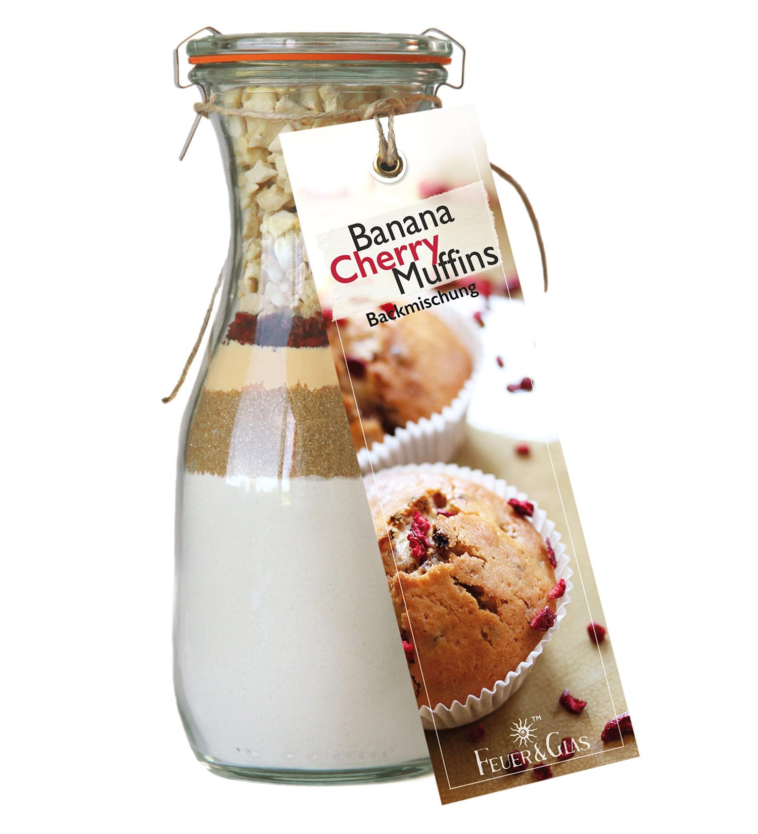 Baking Mix in Glass for Banana Cherry Muffins | Gourmet Gift for Friends - Fire & Glass - Buy Online on GoSupps.com