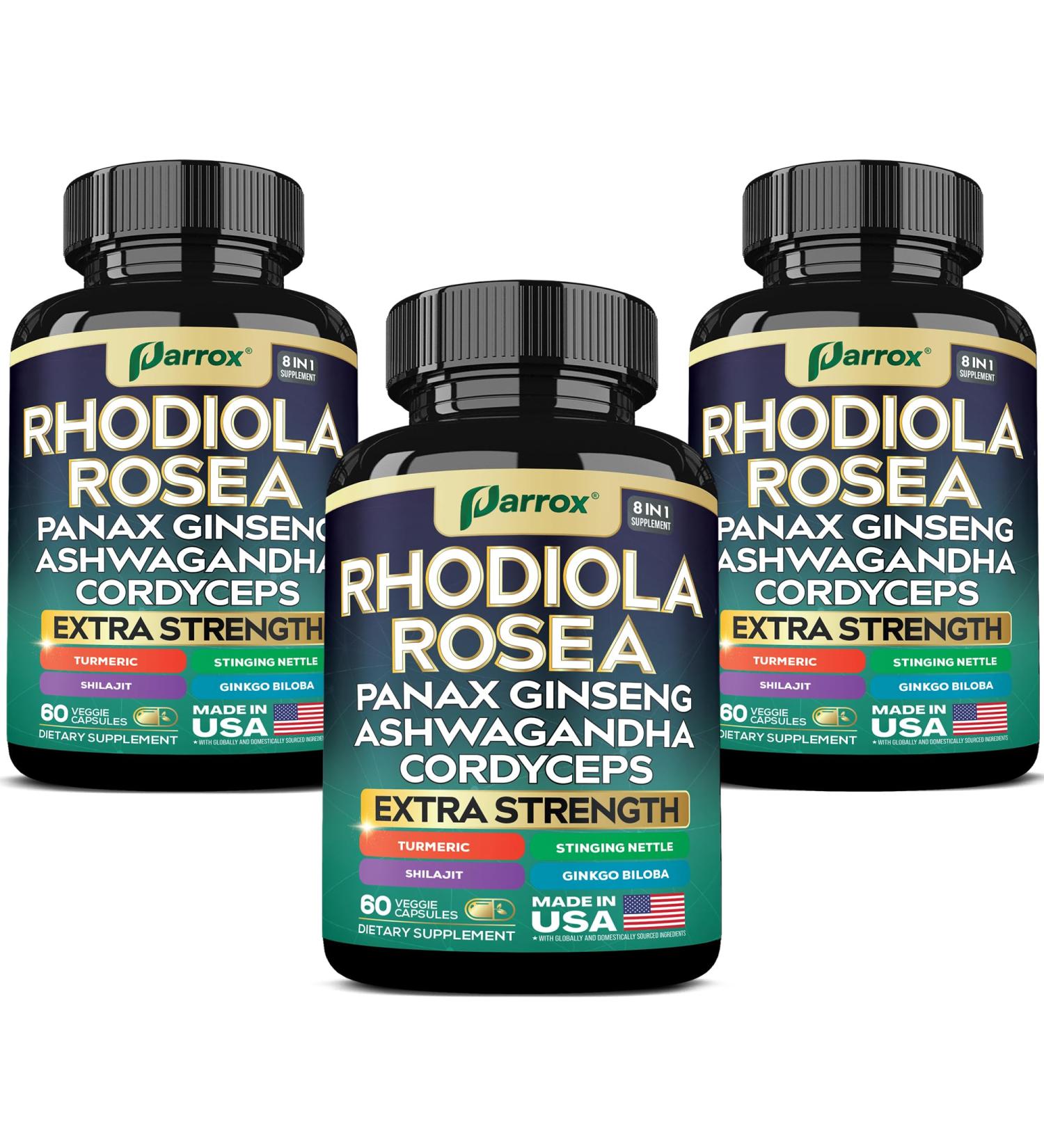 Rhodiola Rosea Panax Ginseng Ashwagandha Cordyceps Mushroom Turmeric Ginkgo Biloba Stinging Nettle Adaptogen Blend Supplement Capsules for Daily Wellness Support (3 Pack) 60 Count (Pack of 3) - Buy Online on GoSupps.com