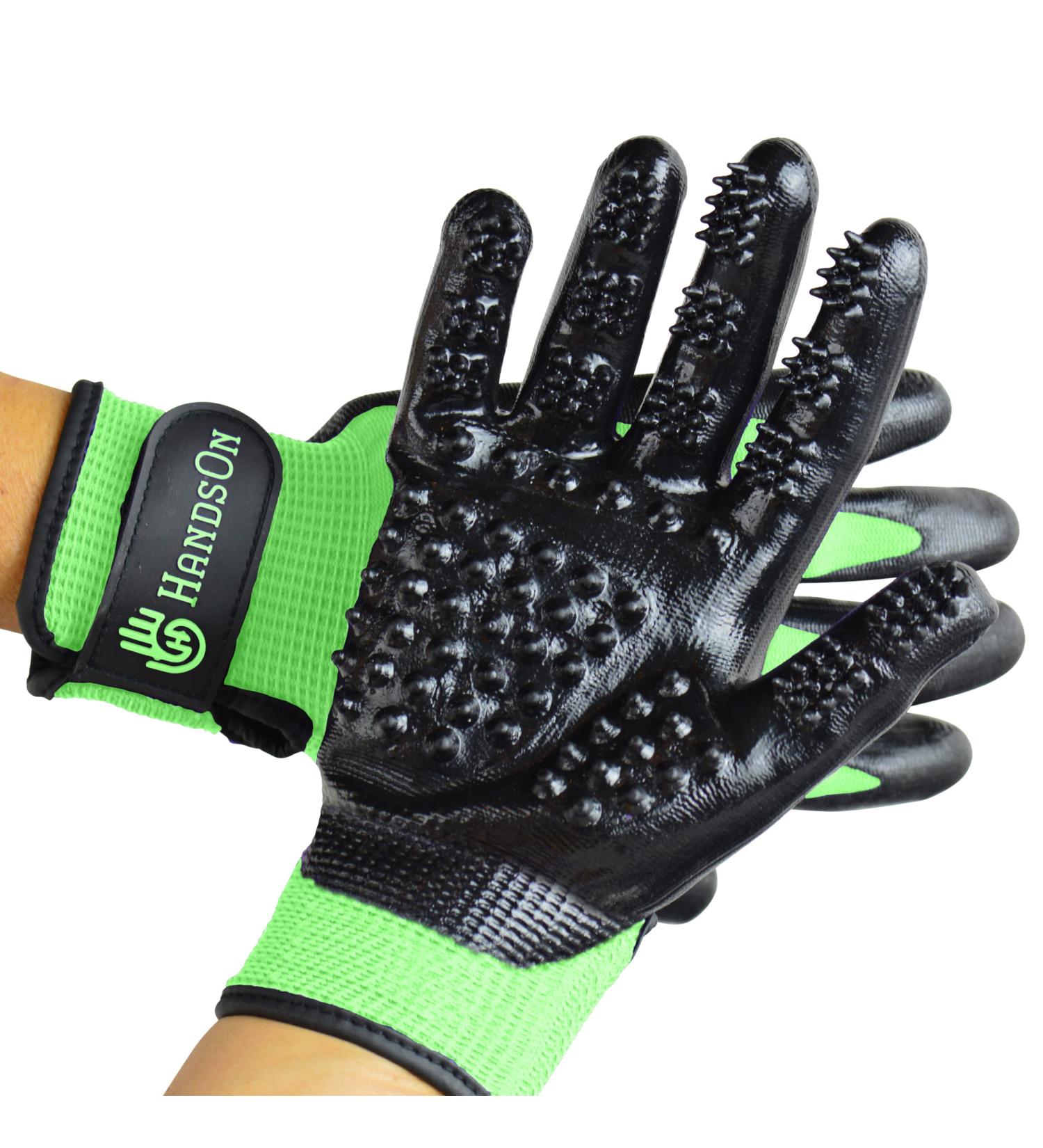 Handson Pet Grooming Gloves - Award-Winning Deshedding Mitts for Cats, Dogs & Horses - #1 Pet Hair Remover (1 Pair) - Buy Online on GoSupps.com
