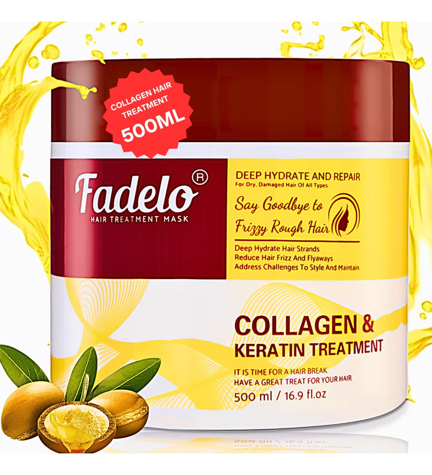 Collagen & Keratin Hair Mask - Deep Conditioning Treatment with Argan Oil & Vitamin E for Dry Damaged & Frizzy Hair - 500ml | Hydrating for All Hair Types - Sulfate-Free - Buy Online on GoSupps.com