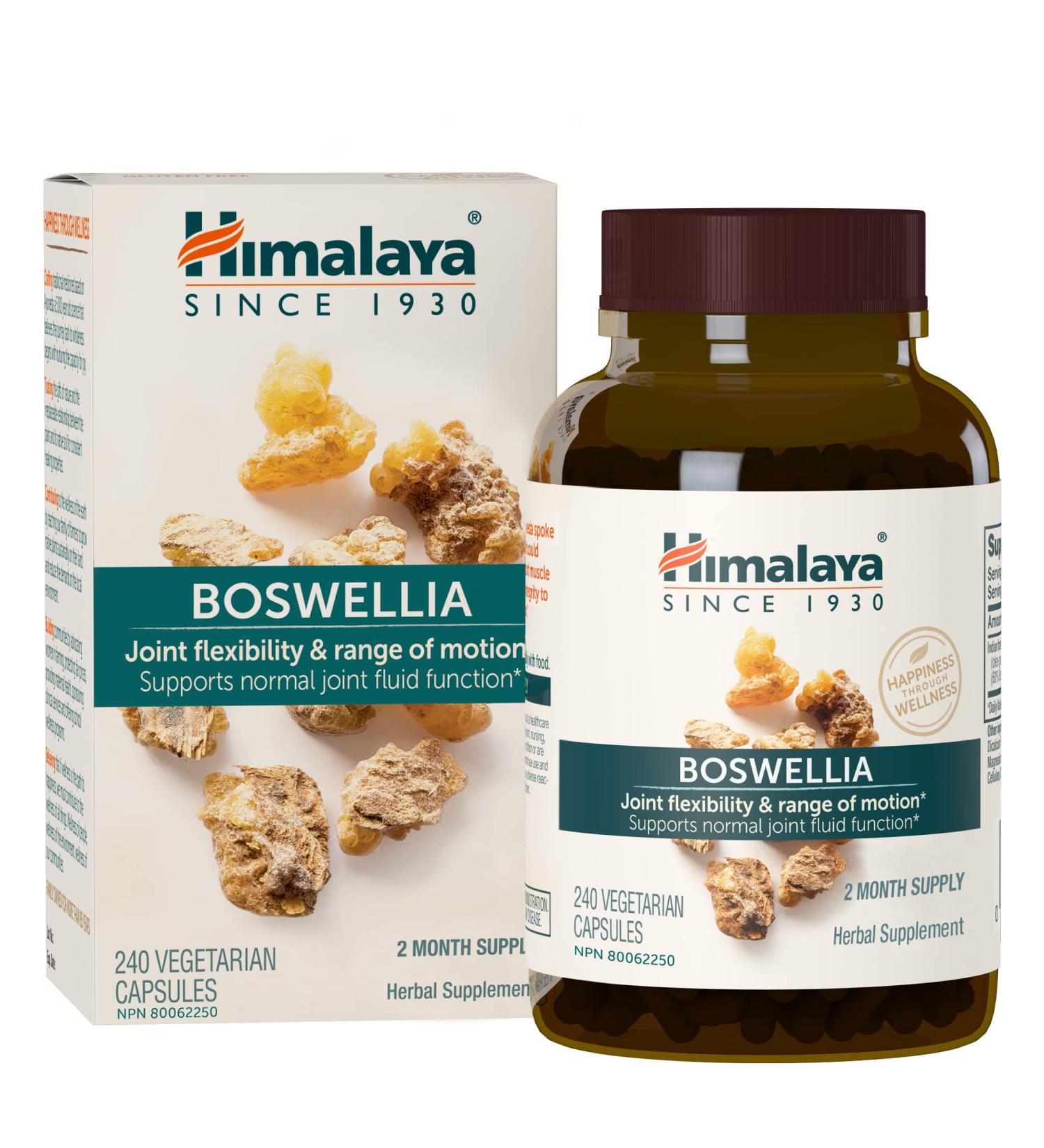 Himalaya Boswellia Capsules - Joint Support & Mobility - 240 Count (2 Month Supply) - 250 mg Flexibility Supplement - Buy Online on GoSupps.com