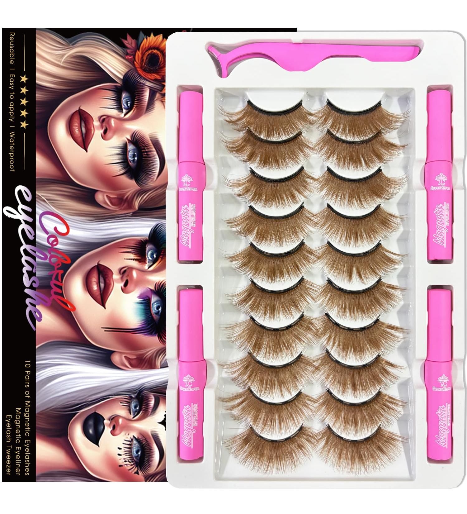 Colorful Magnetic Eyelashes for Halloween & Cosplay - 10 Pairs Cat Eye Lashes with Eyeliner | Vegan & Cruelty-Free - Buy Online on GoSupps.com