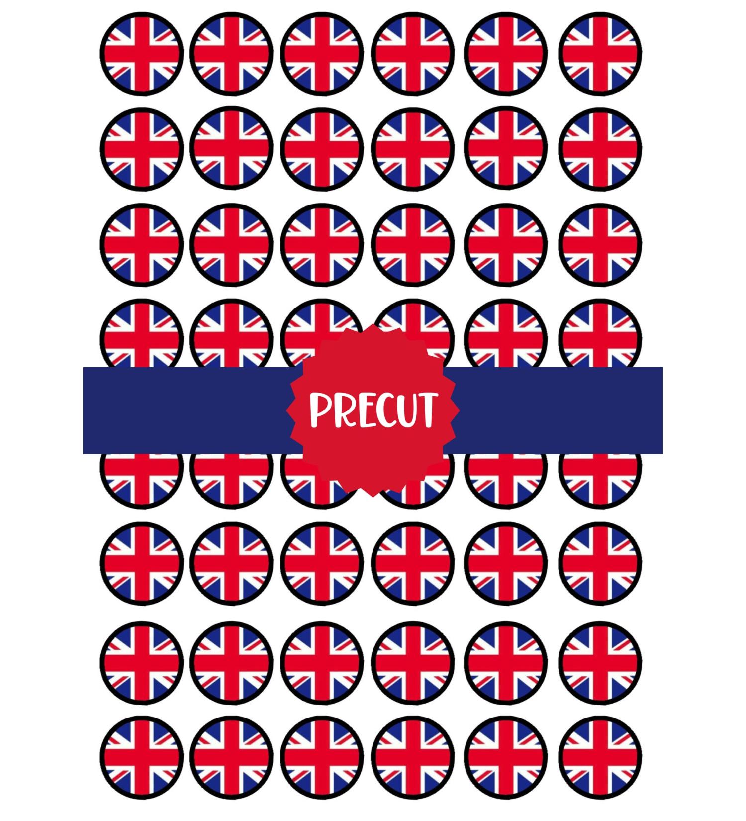 48 PRECUT Union Jack Edible Mini Cupcake Toppers - Premium Thickness SWEETENED VANILLA - wafer card disc cake decorations - Buy Online on GoSupps.com