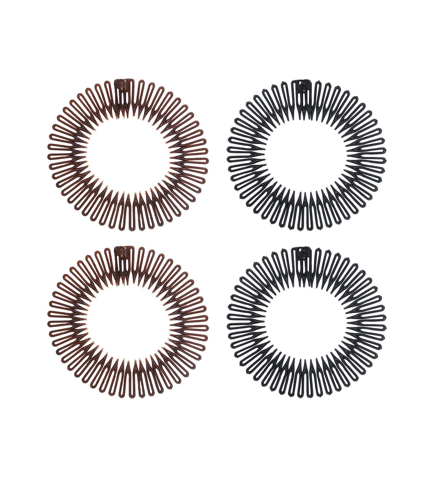 Comb Headband 4 Pieces Full Circular Stretch Comb Headband Flexible Zig Zag Headband Flexi Comb Headband Zigzag Hairband Plastic 90s Headband Zig Zag Hair Band for Women and Girls - Buy Online on GoSupps.com