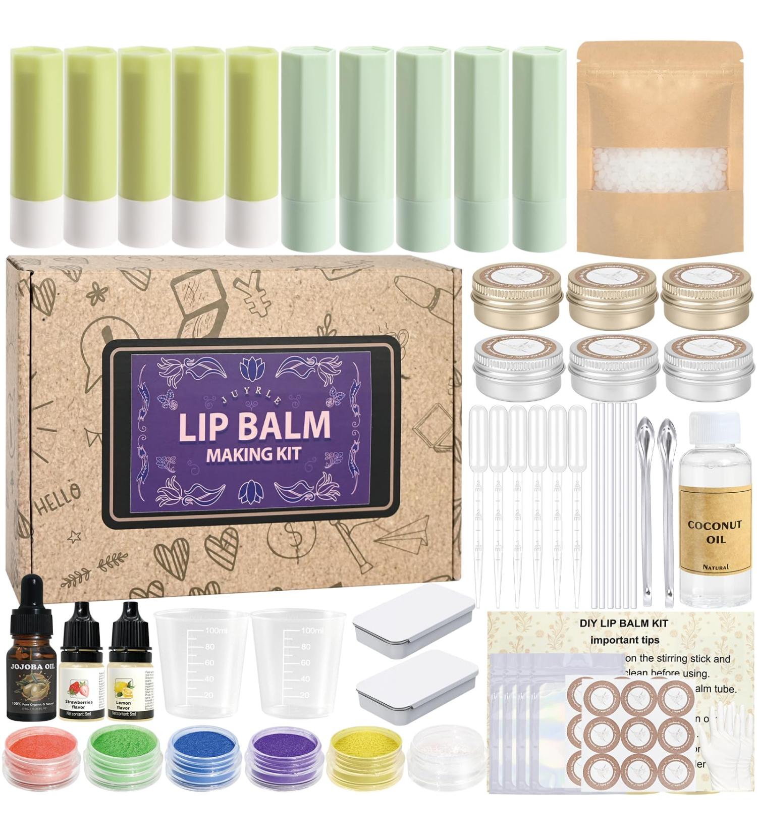 JUYRLE Lip Balm Making Kit- Coconut Lip Gloss Kit with Beeswax Jojoba Oil and Coconut Oil for Adults & Girls Make Your Own Lip Balm DIY Moisturizing Lip Care - Buy Online on GoSupps.com