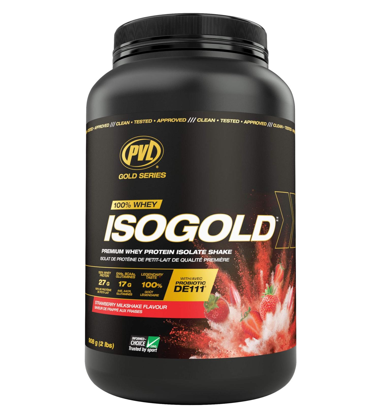 PVL ISOGOLD Grass Fed - Premium Isolate 100% Whey Protein Shake (908 g (Pack of 1) Strawberry Milkshake) Strawberry 900.0 g (Pack of 1) - Buy Online on GoSupps.com