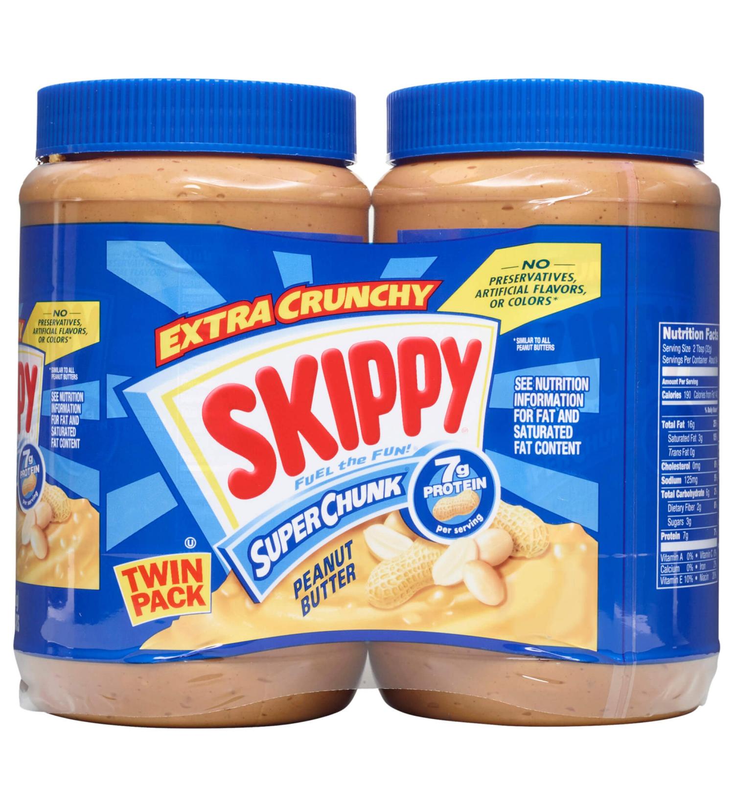 SKIPPY Super Chunky Peanut Butter 40oz Twin Pack - Creamy Spread for Delicious Snacks - Buy Online on GoSupps.com