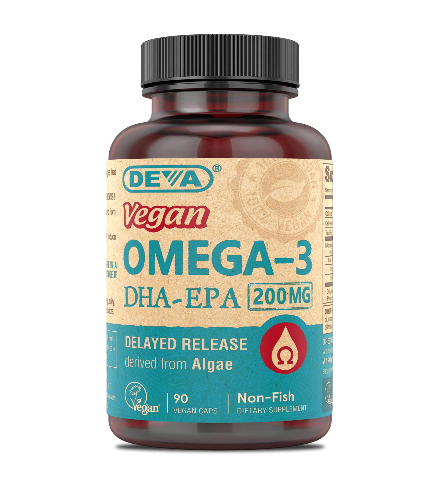 Buy DEVA Nutrition Vegan Omega-3 DHA-EPA | 90 Delayed Release Capsules | Eco-Friendly Micro Algae - Buy Online on GoSupps.com