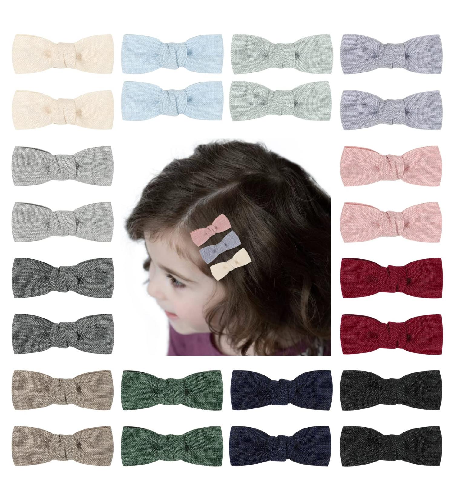 Jollybows 24 PCS Baby Hair Bow Clips - Mini Barrettes for Girls - Infant Fine Hair Accessories - Buy Online on GoSupps.com