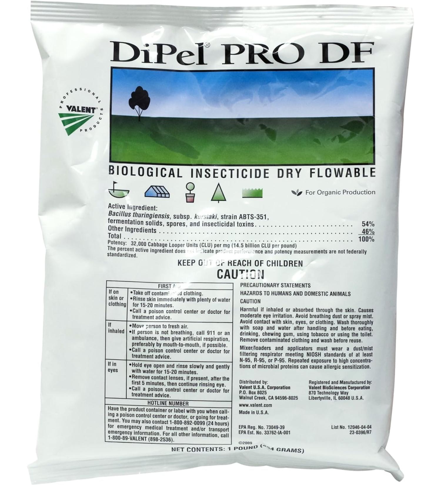 Valent USA Dipel Pro DF Biological Insecticide BT 54%, 1lb Bag