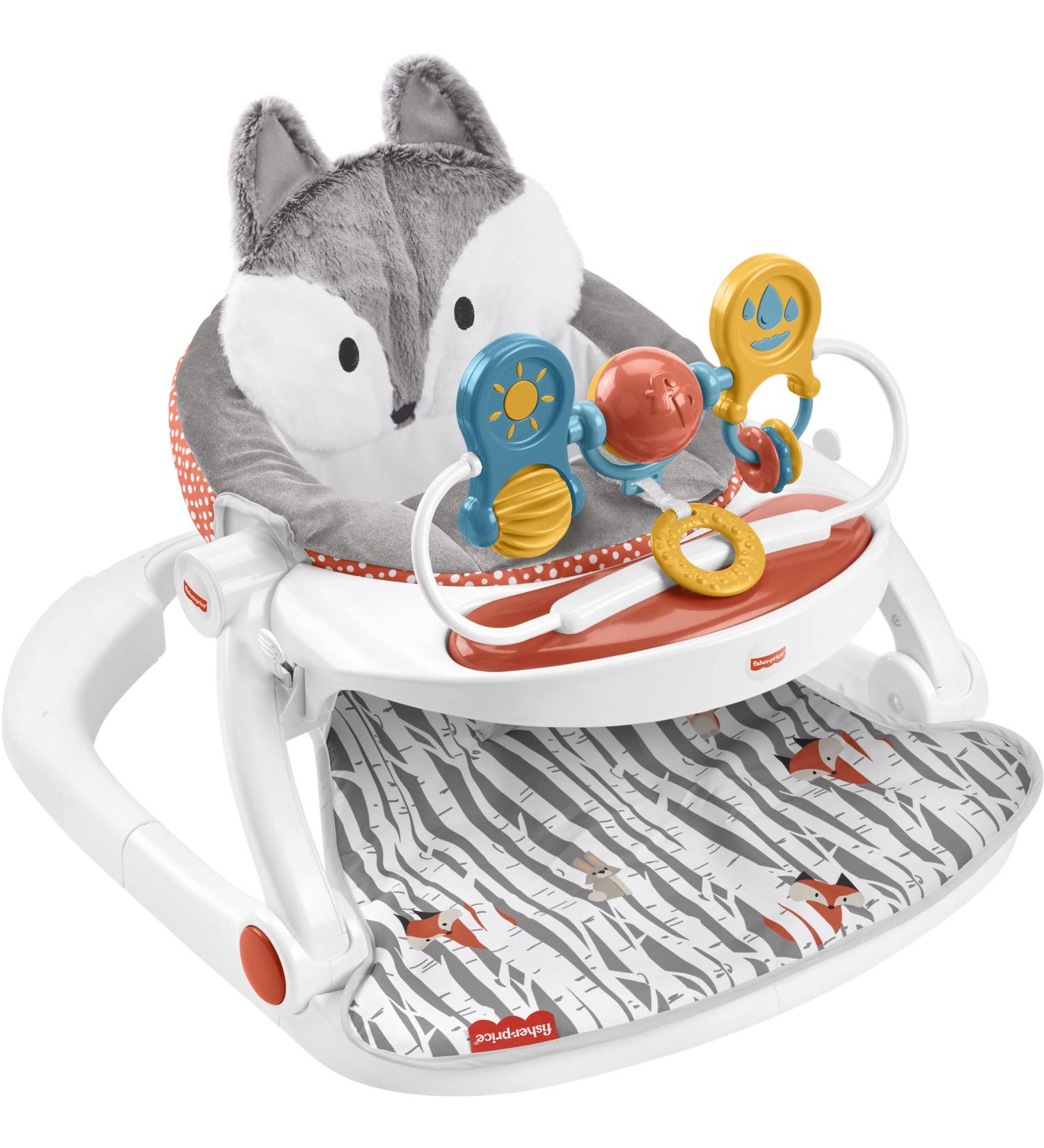 Fisher-Price Premium Sit-Me-Up Floor Seat - Peek-a-Boo Fox Baby Chair with Toy and Snack Tray - Buy Online on GoSupps.com