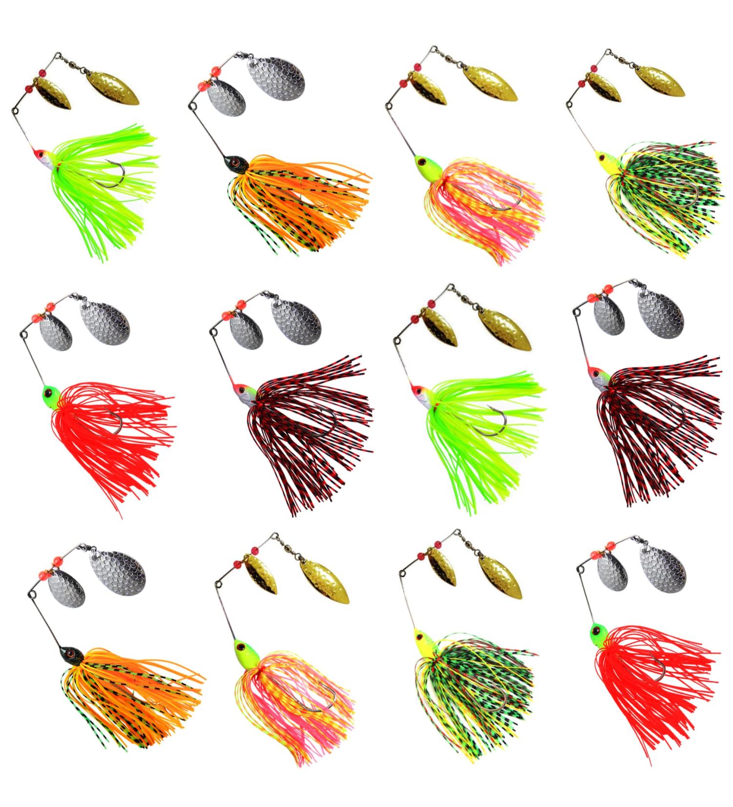 Multicolor Topwater Bass Fishing Lures - 12pcs Set for Trout, Salmon - Spinner Baits, Buzzbait Swimbait Jig - Buy Online on GoSupps.com