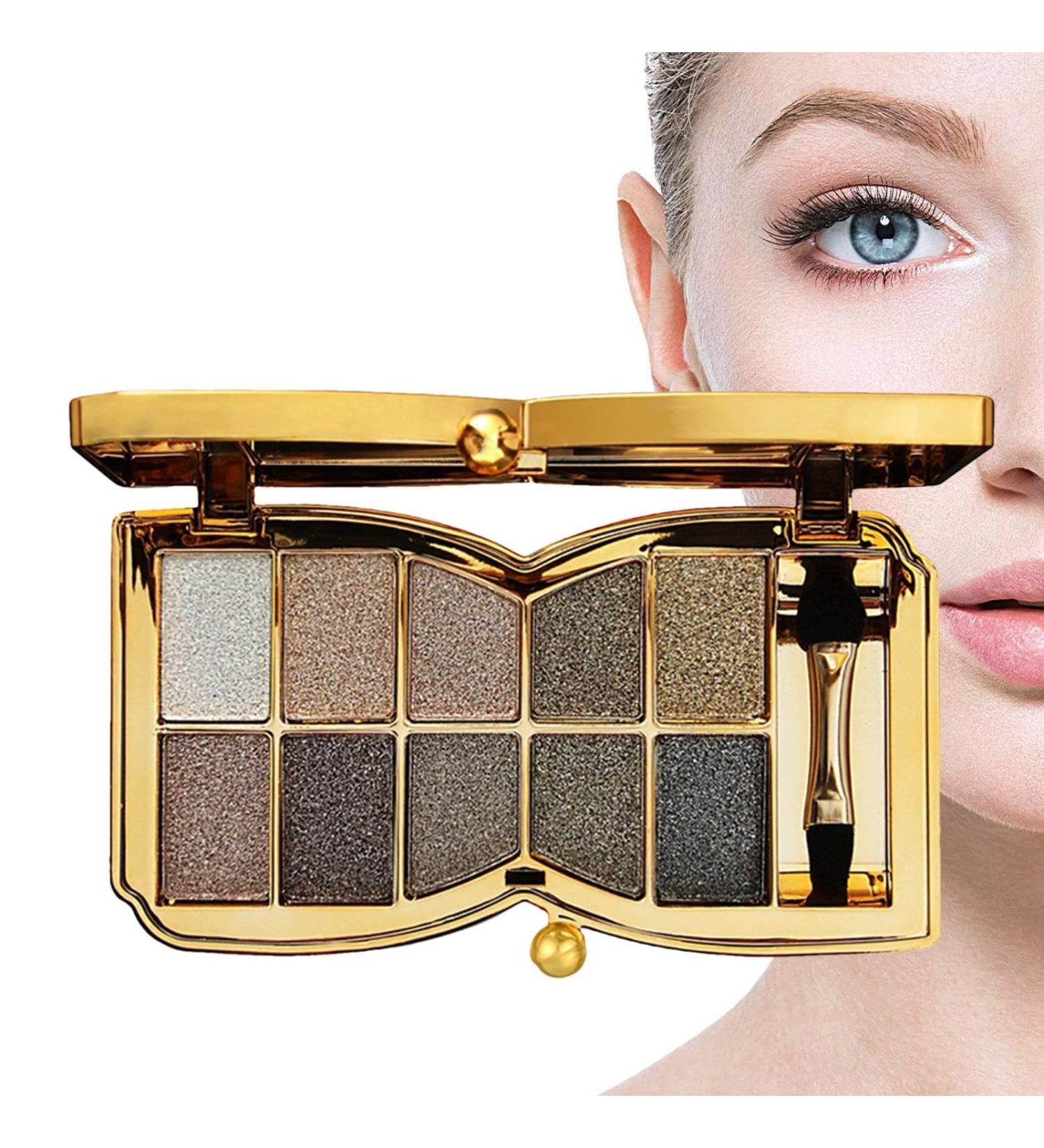 10 Colors Glitter Eyeshadow Pallet Shimmer Colorful Eyeshadow Palette Makeup Diamond Bright Makeup Shimmery Highly Pigmented Waterproof Long-lasting Sweatproof Practice Make Up - Buy Online on GoSupps.com