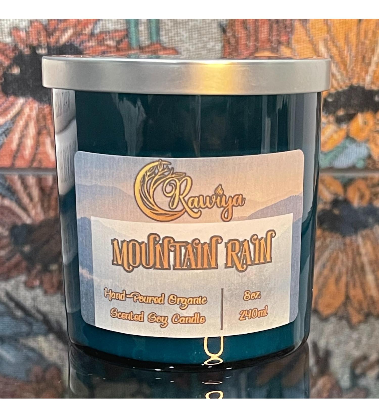 Mountain Rain Hand-Pour Scented Candle | 8oz 50-60+ Hour Burn | Aromatherapy for Home & Office | Promote Peace & Calmness - Blue & Teal - Buy Online on GoSupps.com