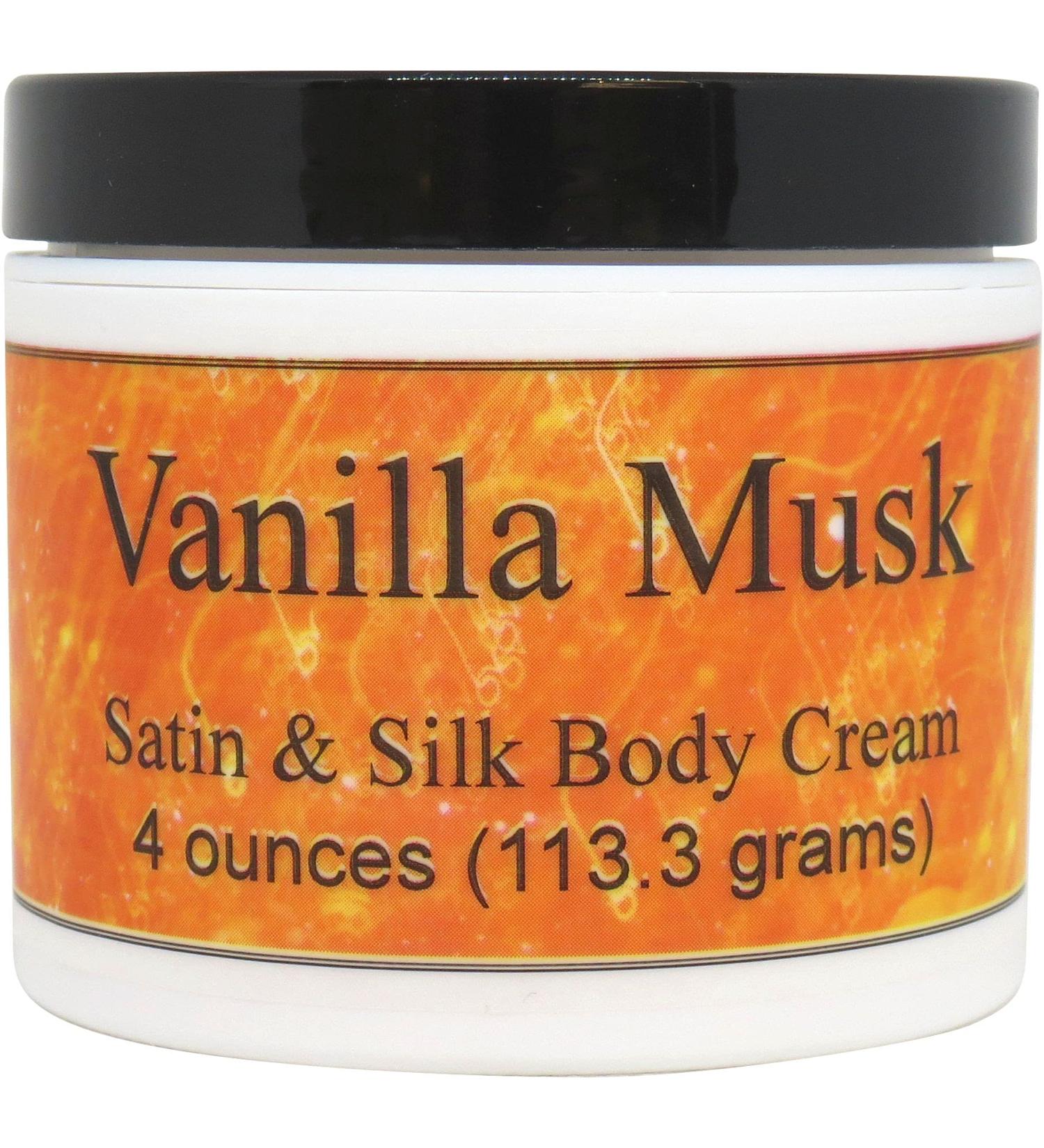 Eclectic Lady Vanilla Musk Satin and Silk Cream Body Cream Body Lotion 4 oz - Shea Butter Aloe Silk Amino Acids Vitamin E Phthalate-Free Handcrafted in USA - Perfect For Women 4 Ounce (Pack of 1)