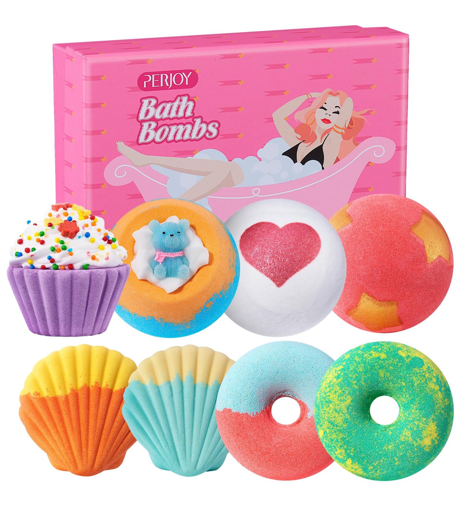Perjoy 8pcs Nature Bubble Bath Bombs - Pamper Gifts Set for Kids, Girls, Women - Perfect for Easter, Mother's Day, Birthdays - Barbiepink - Buy Online on GoSupps.com