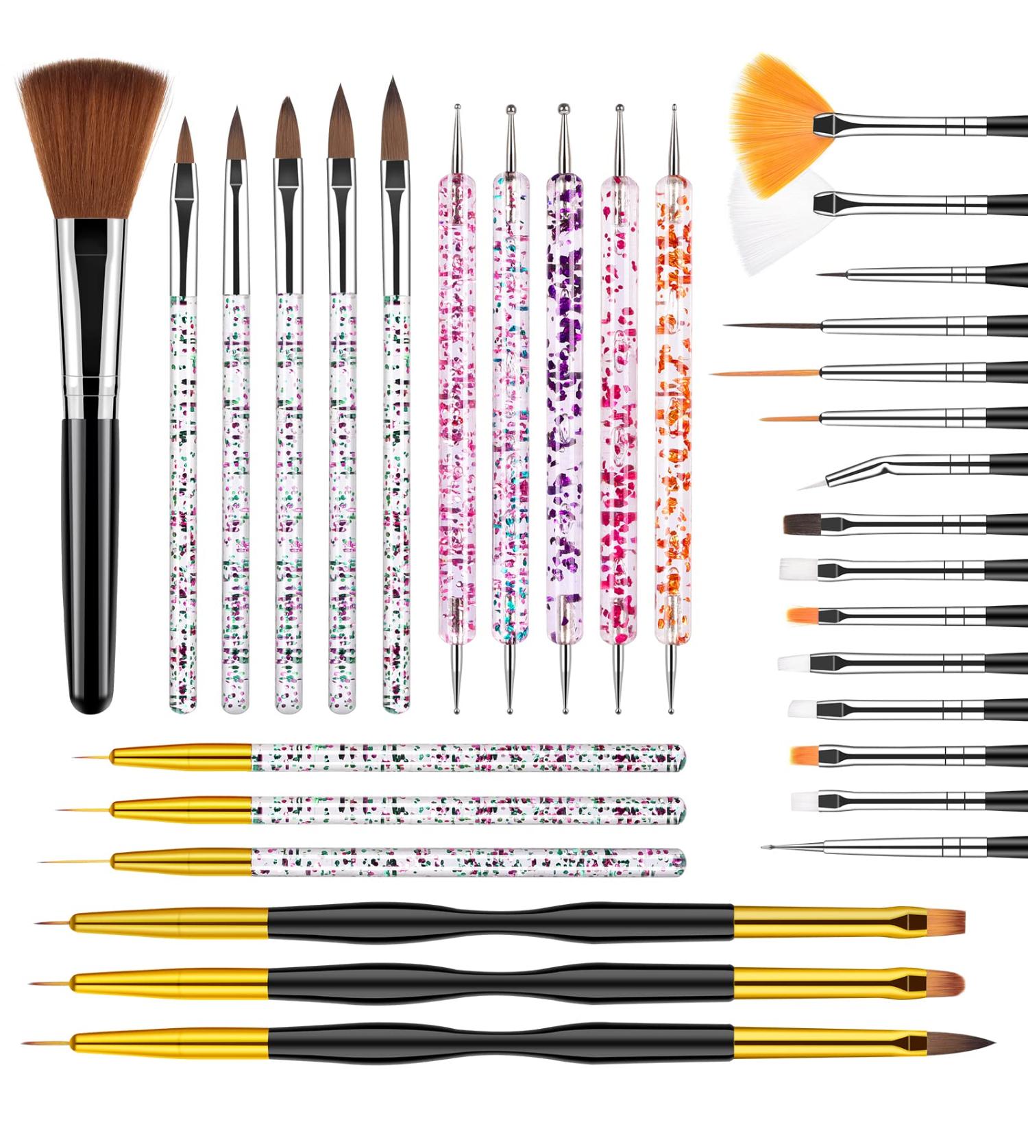 TsMADDTs 32PCS Nail Art Brushes Set for Home & Salon Nail Design - Acrylic Brushes, Liner Brush, Dotting Pens, Painting Pen, Drawing Pen, Dust Brush - Multicolor - Buy Online on GoSupps.com