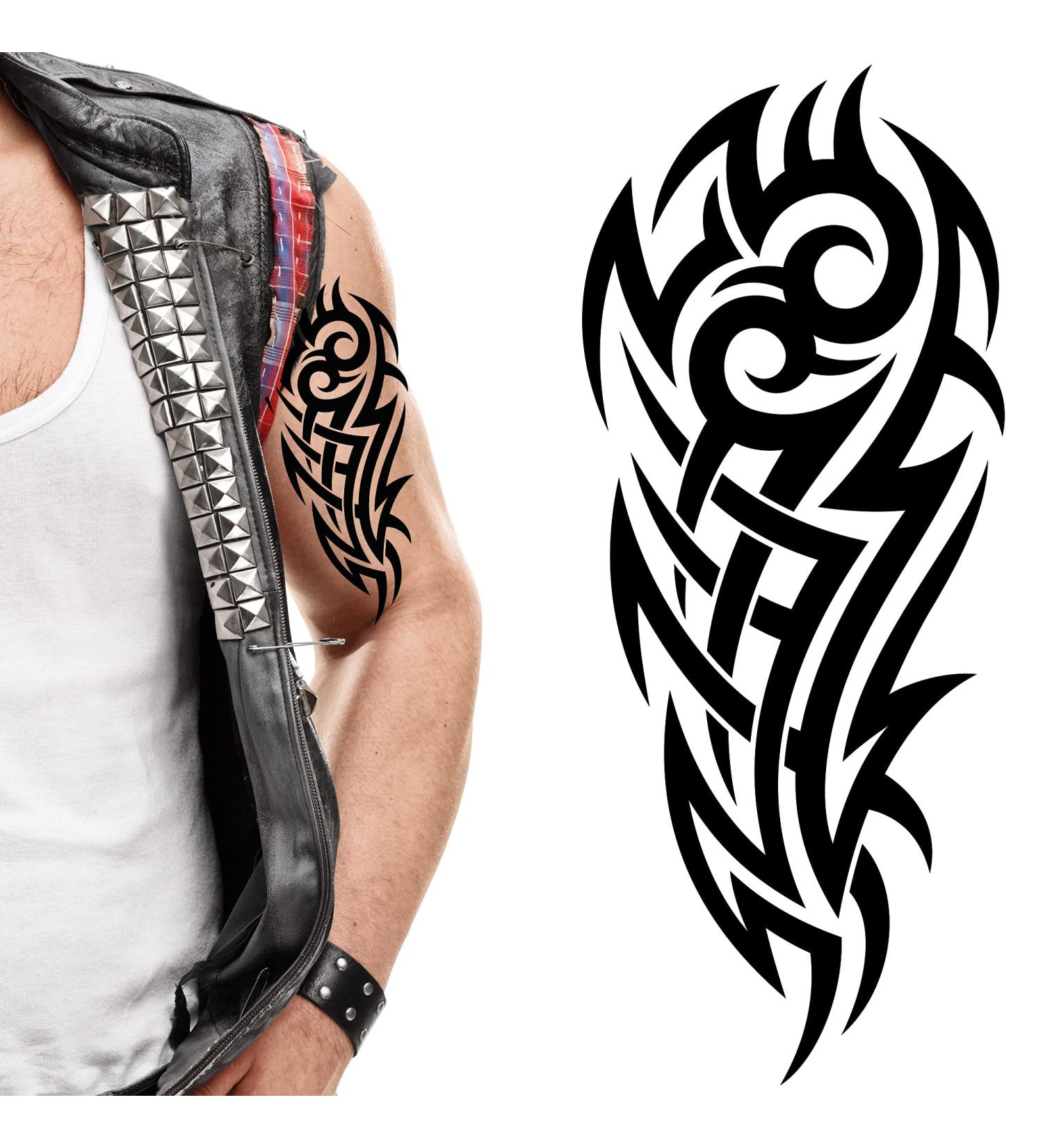 Tatodays 2x Sheets Temporary Hawaiian Tribal Tattoo Stickers - For Men and Women - Luau Party Body Art - Buy Online on GoSupps.com