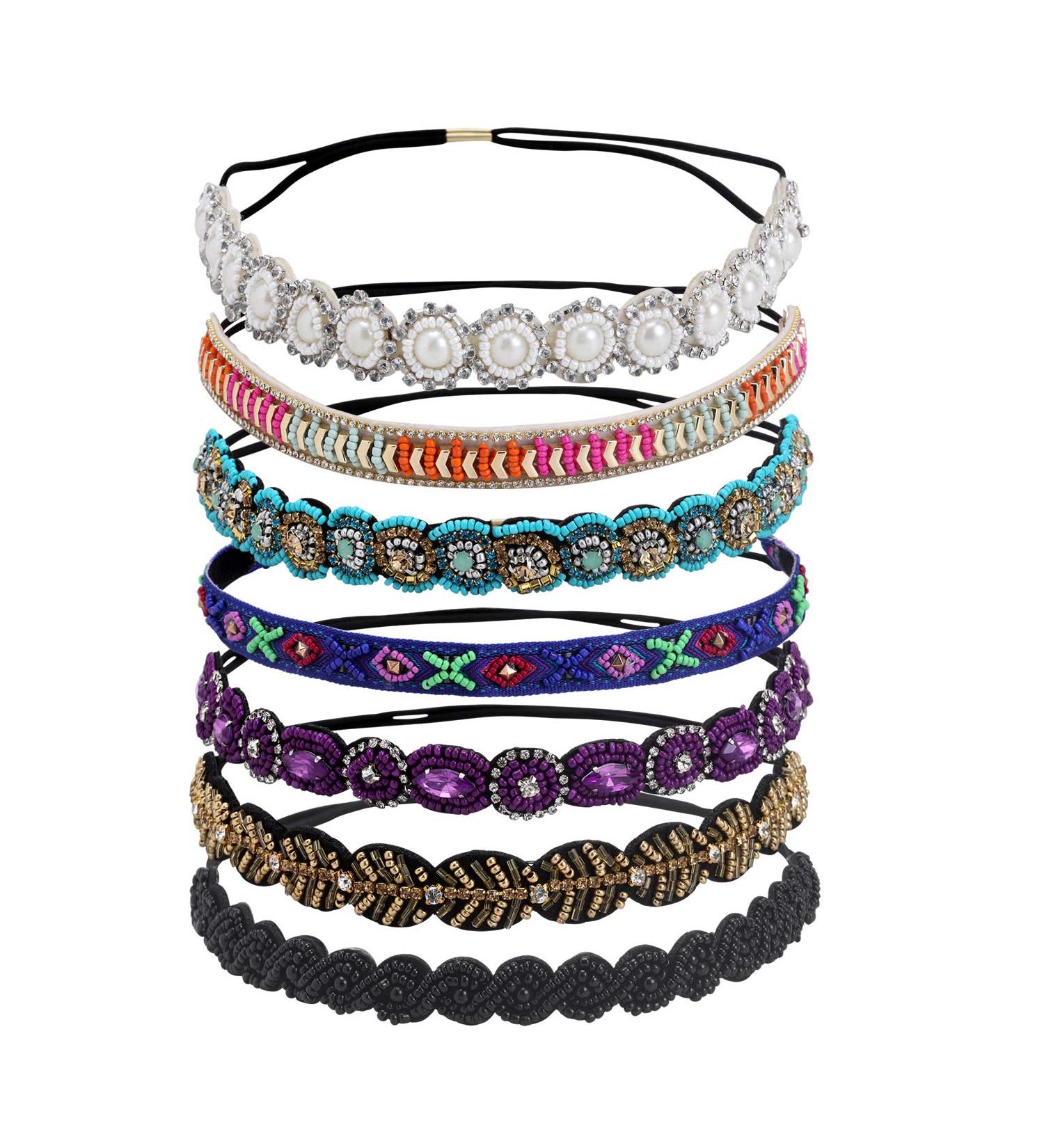 inSowni 7 Pack Rhinestone Jeweled Handmade Headbands for Women and Girls - Hair Accessories and Headwraps for Brides - Buy Online on GoSupps.com