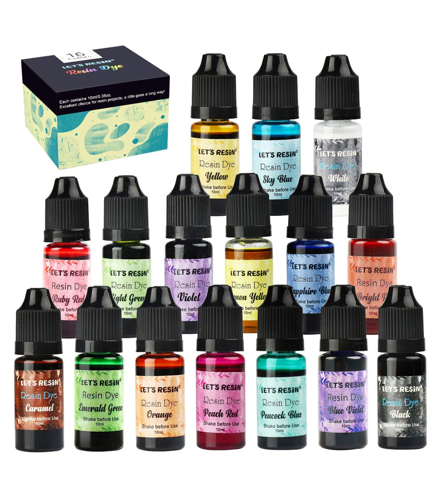 LET'S RESIN 16 Color Liquid Epoxy Resin Pigment - Concentrated Dye for Resin Art and Jewelry Making (0.35oz Each) - Buy Online on GoSupps.com