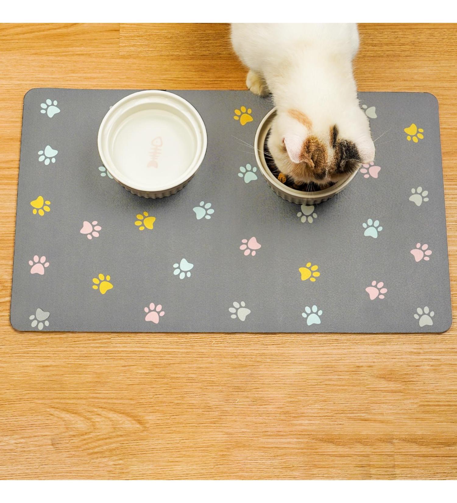 Solday Waterproof Pet Food Mat for Dogs & Cats - Non-Slip Silicone Bowl Pad (50 x 30 cm Light Gray) - Buy Online on GoSupps.com