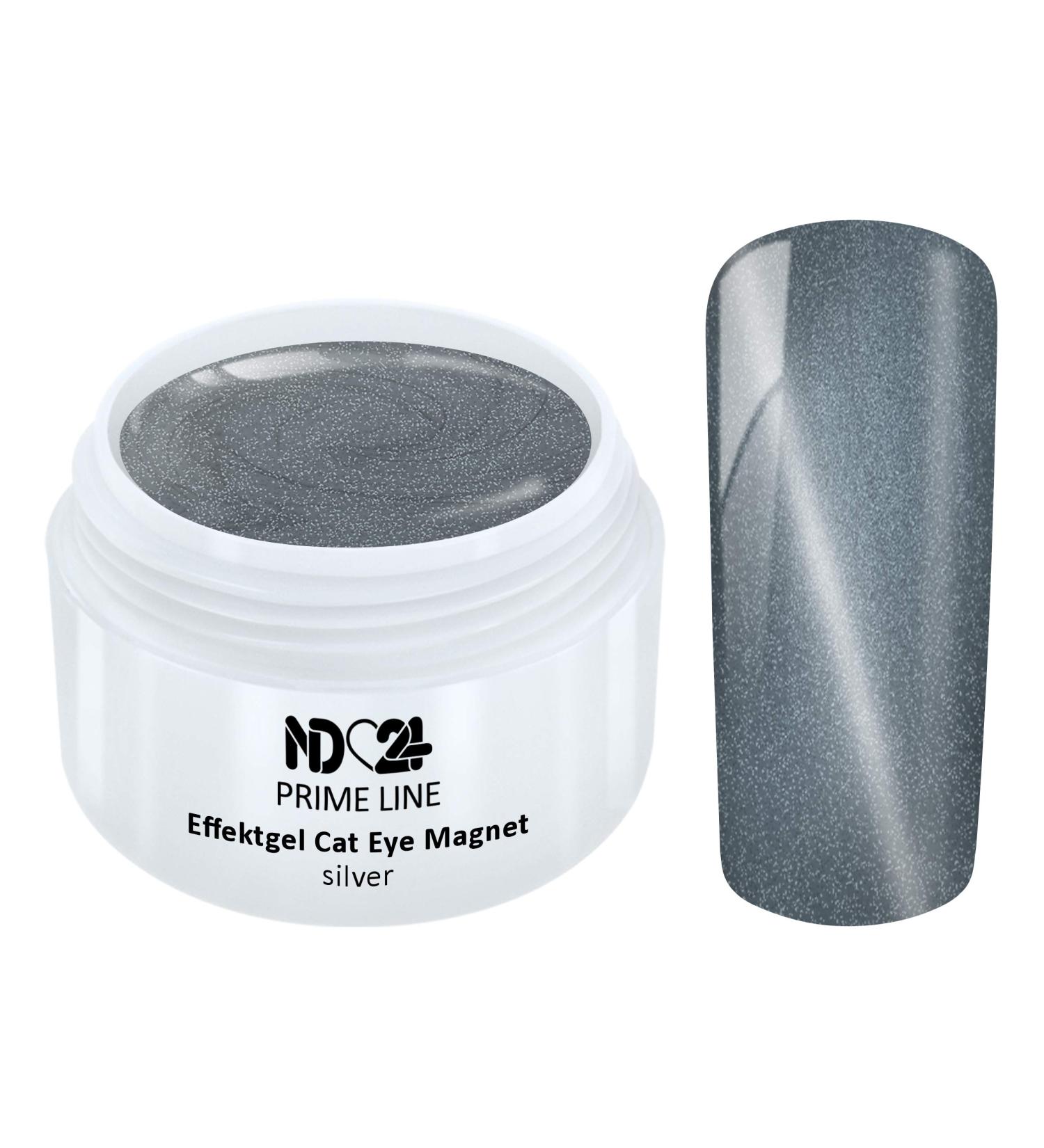 Prime Line - Uv Led Effect Gel Cat Eye Magnet Silver Glitter Silver - Made in Germany - 5ml
