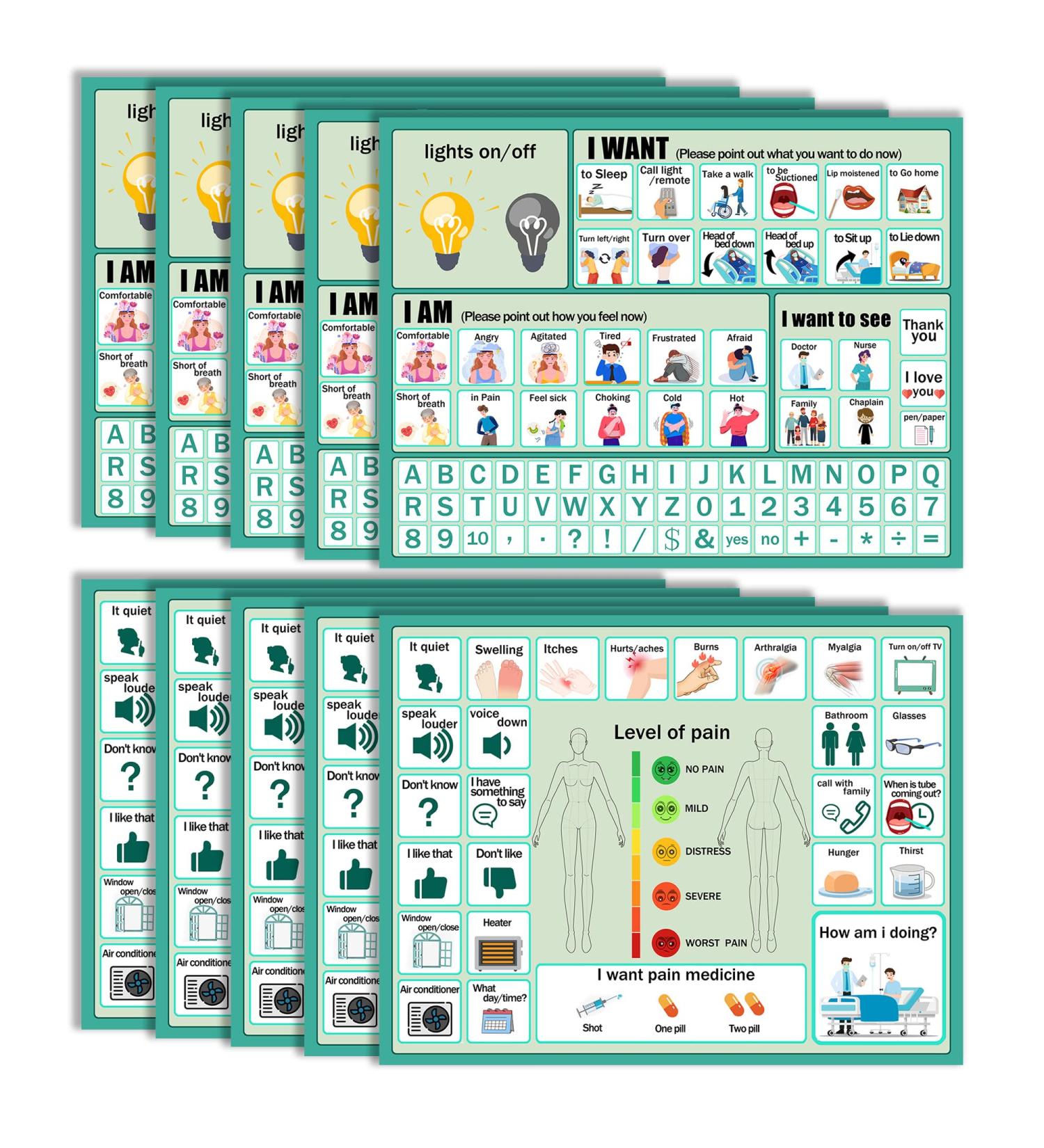 10Pcs Waterproof Nonverbal Communication Board - Durable Aphasia Patient Tool for Adults & Kids - Buy Online on GoSupps.com