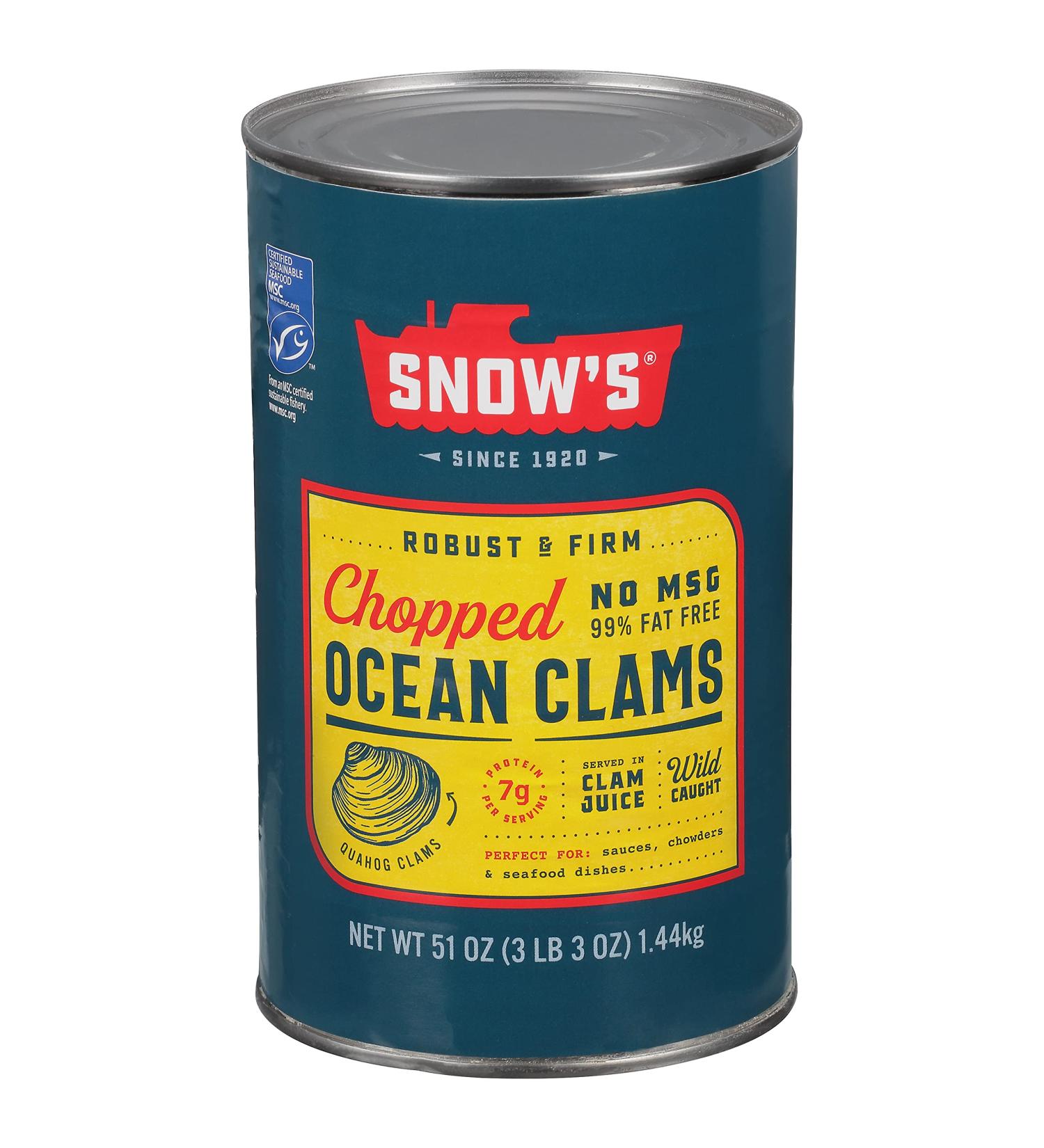 Snow's Ocean Chopped Clams Canned 51 oz - High Protein Gluten Free Seafood for Pasta Recipes - Buy Online on GoSupps.com