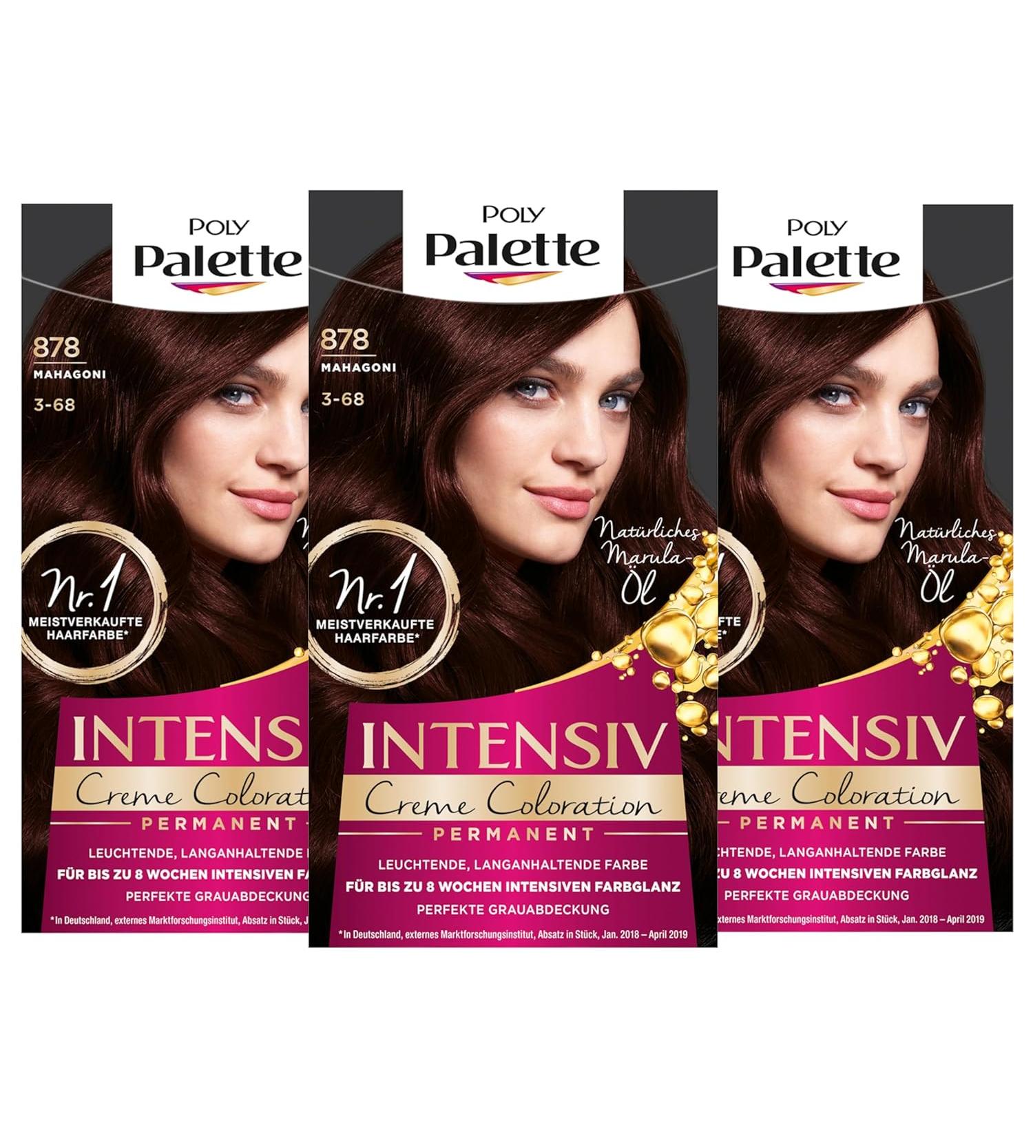 Schwarzkopf Poly Palette Intensive Cream Colouration - 878 3-68 Mahogany - Pack of 3 - Buy Online on GoSupps.com