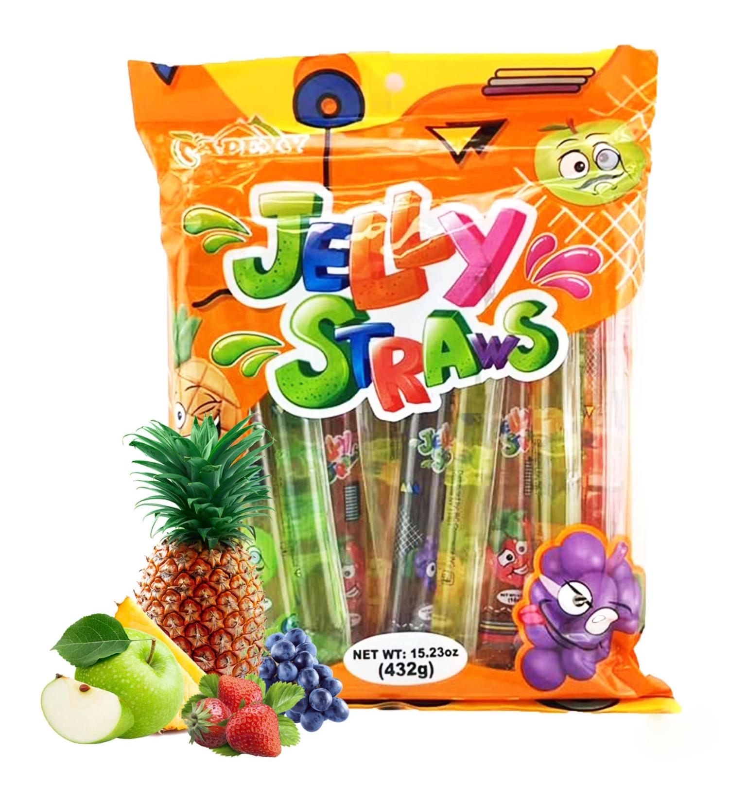 Apexy Jelly Straws - Fruit Jelly Filled Strips - Tiktok Candy Trend - Assorted Fruit Jelly Sticks 15.23oz - Buy Online on GoSupps.com