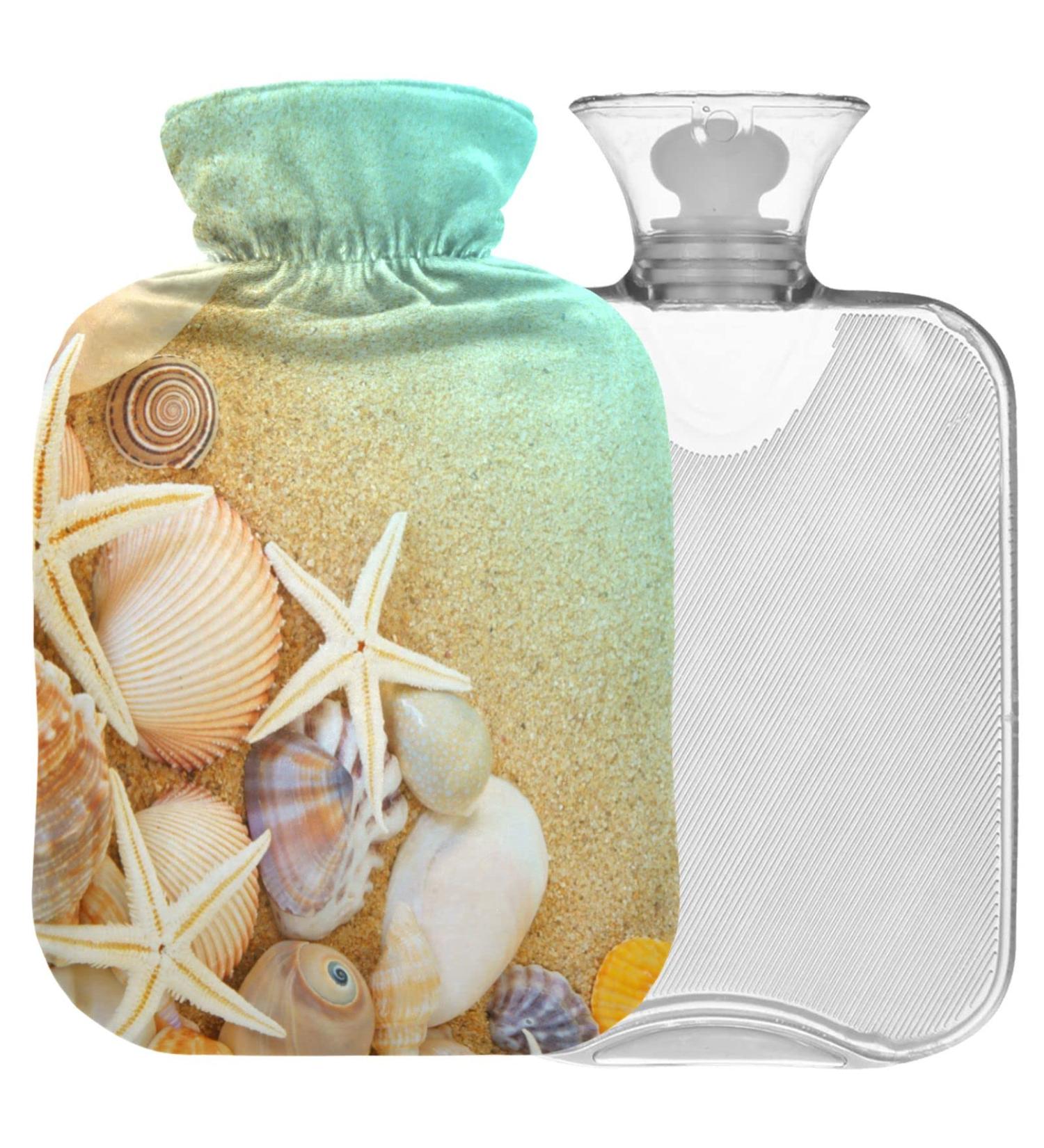 Naanle Mussels Seestern Heat Bottle 1L - Transparent Hot Water Bottle for Pain Relief Bed Warmer & Cold Therapy - Ideal for Hands & Feet - Buy Online on GoSupps.com