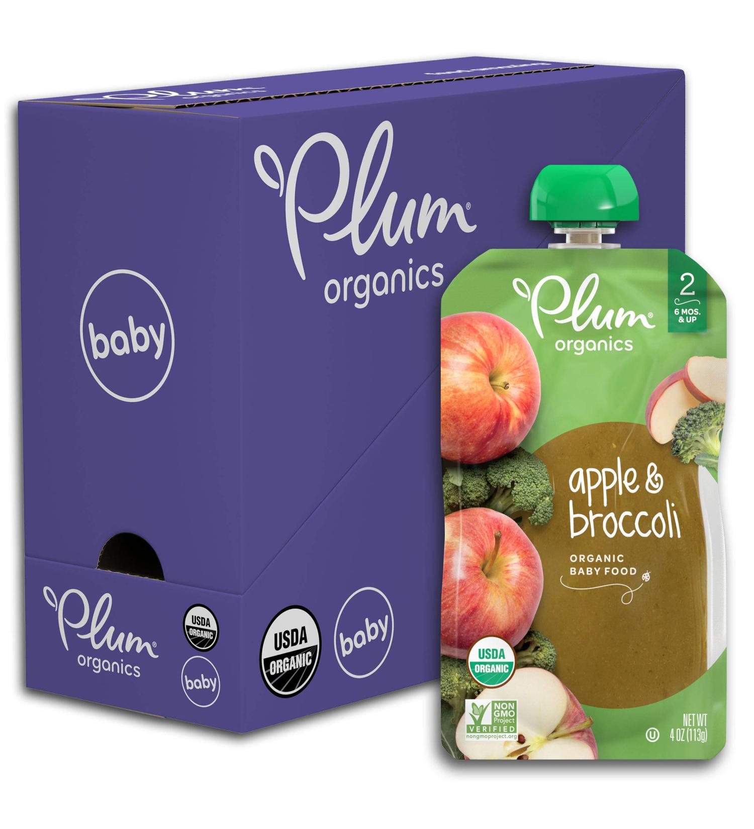 Plum Organics Stage 2 Organic Baby Food Apple & Broccoli 4oz Pouch (Pack of 6) - Healthy Baby Food Puree - Buy Online on GoSupps.com