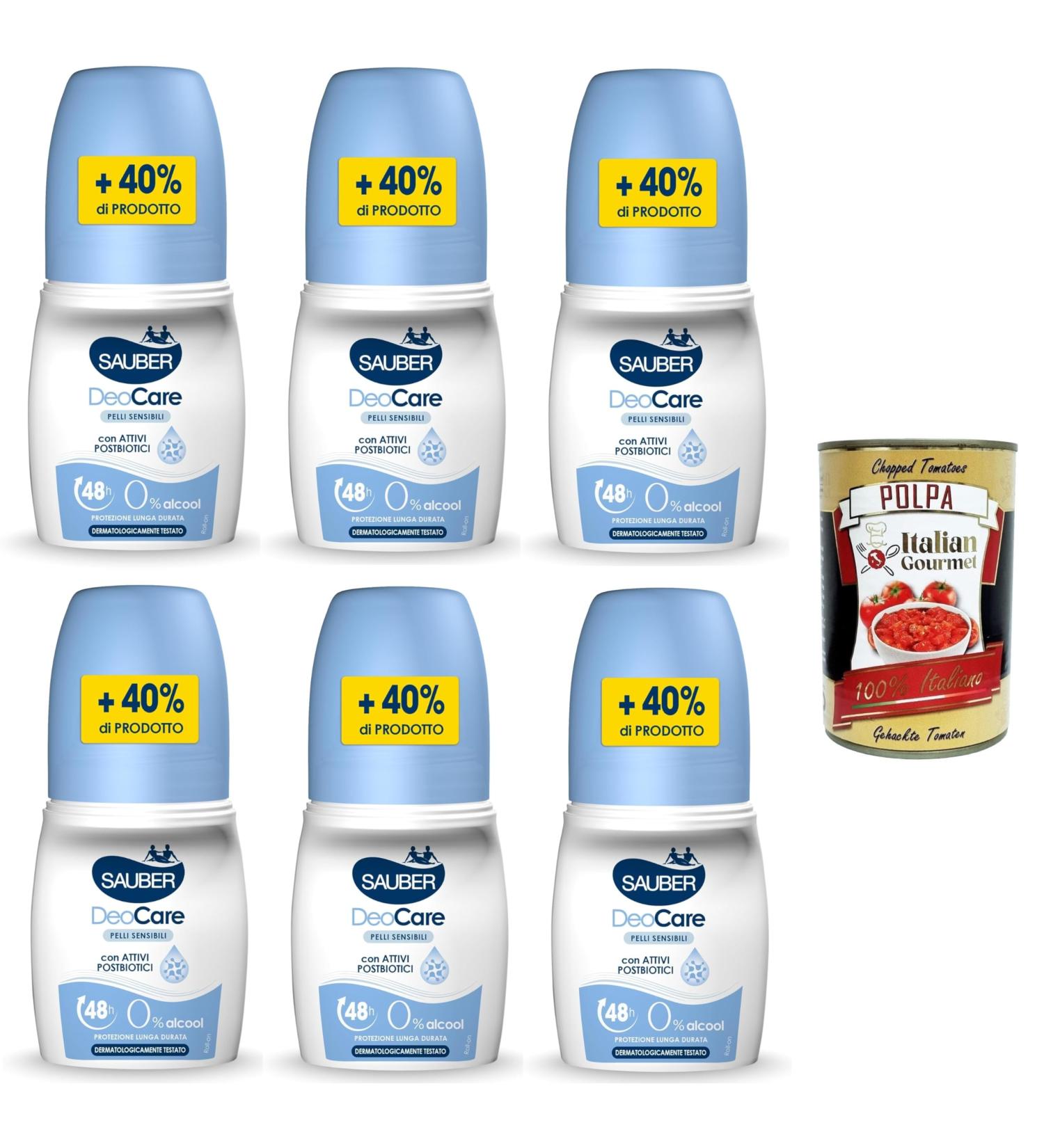 Italian Gourmet E.R. Sauber DeoCare Pelli Sensibili Deodorant roll-on for sensitive skin 6 x 70 ml + Italian Gourmet Polpa 400 g - Buy Online on GoSupps.com