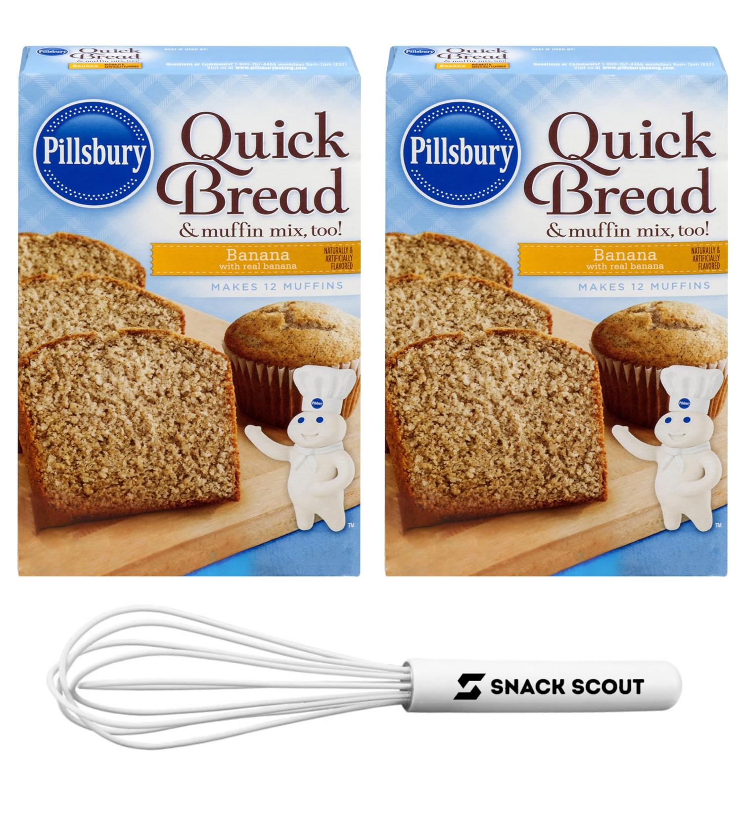 Pillsbury Quick Bread Banana Bread and Muffin Mix 14 Oz (Pack of 2) Bundle With Snack Scout Whisk - Buy Online on GoSupps.com