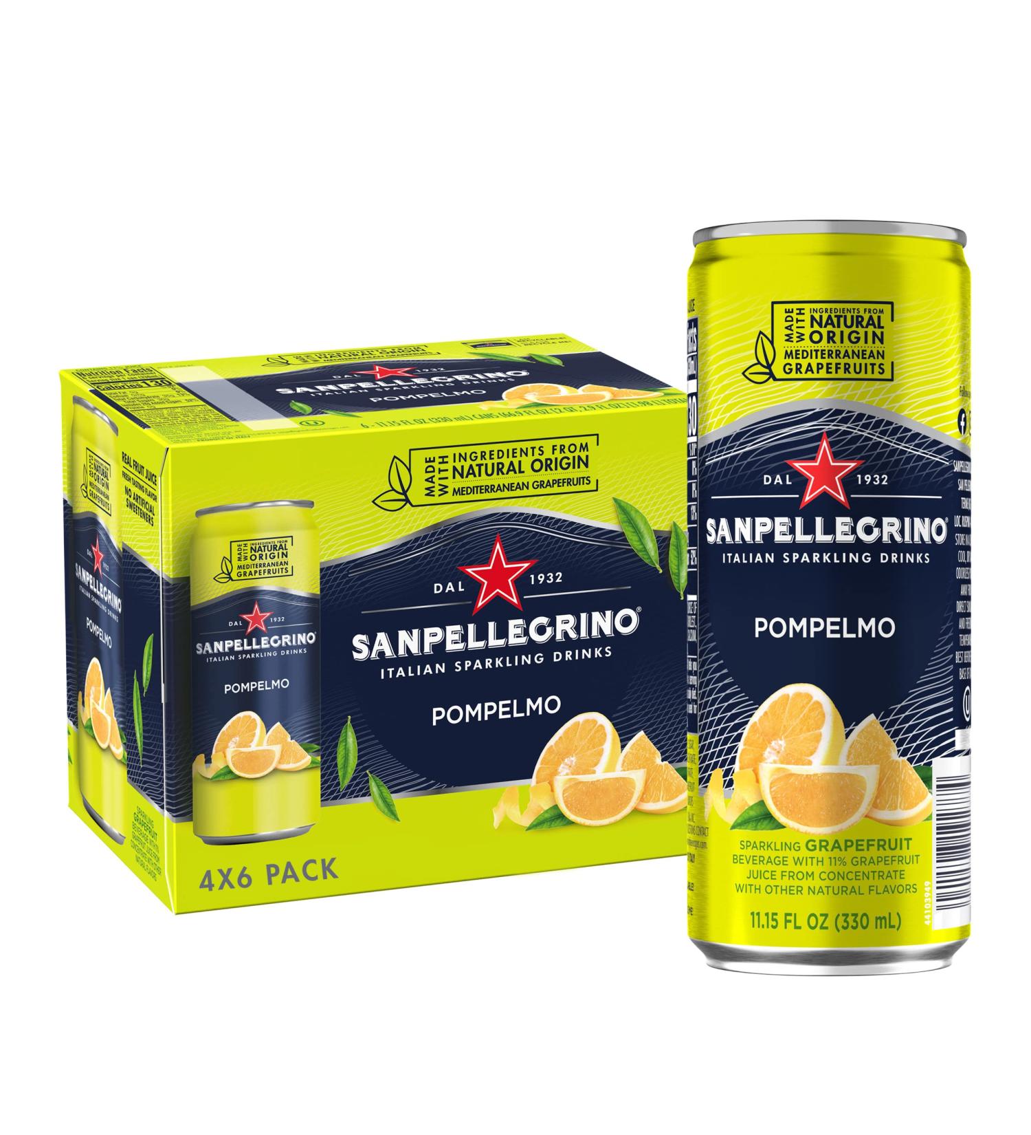 Sanpellegrino Pompelmo Italian Sparkling Grapefruit Drink 11.15 Fl Oz Cans - 24 Pack - Buy Online on GoSupps.com