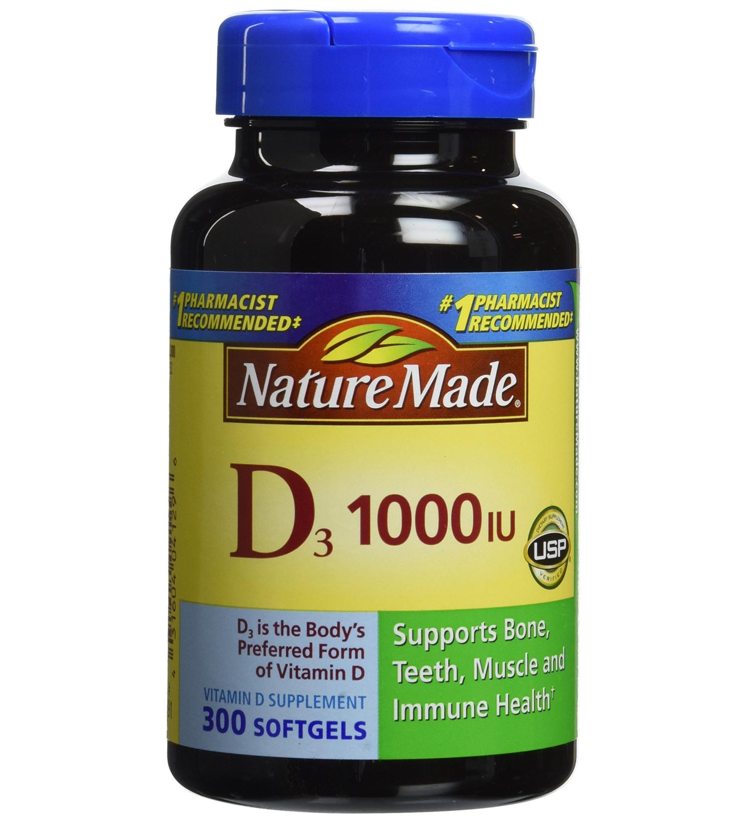 Nature Made Vitamin D3 1000 IU - 300 Tablets | Essential Supplement for Bone Health - Buy Online on GoSupps.com