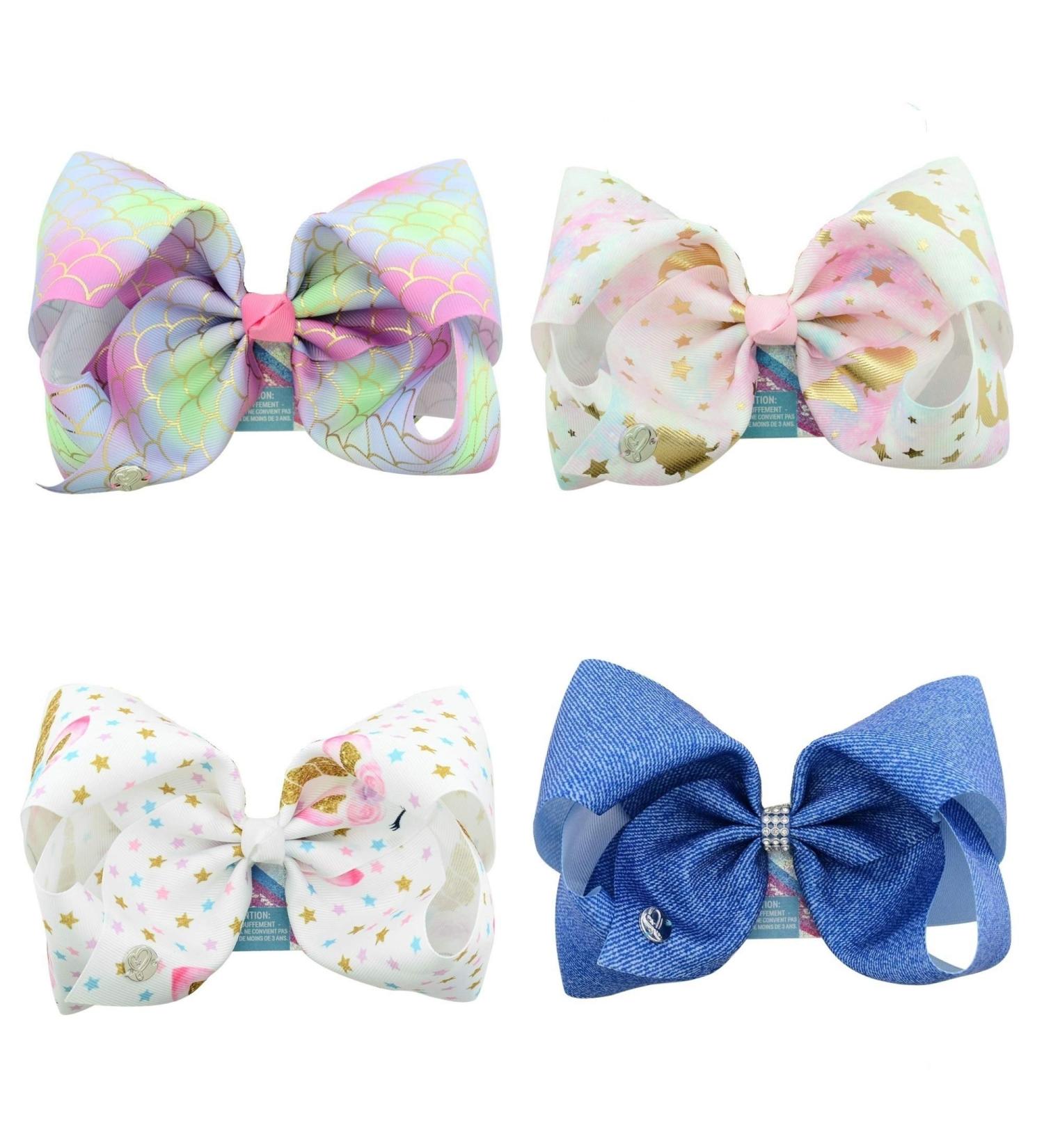 Yzooiyl 8Pcs JoJo Hair Bows Alligator Clips Girls Hair Accessories - 5IN & 8IN Sizes - Buy Online on GoSupps.com