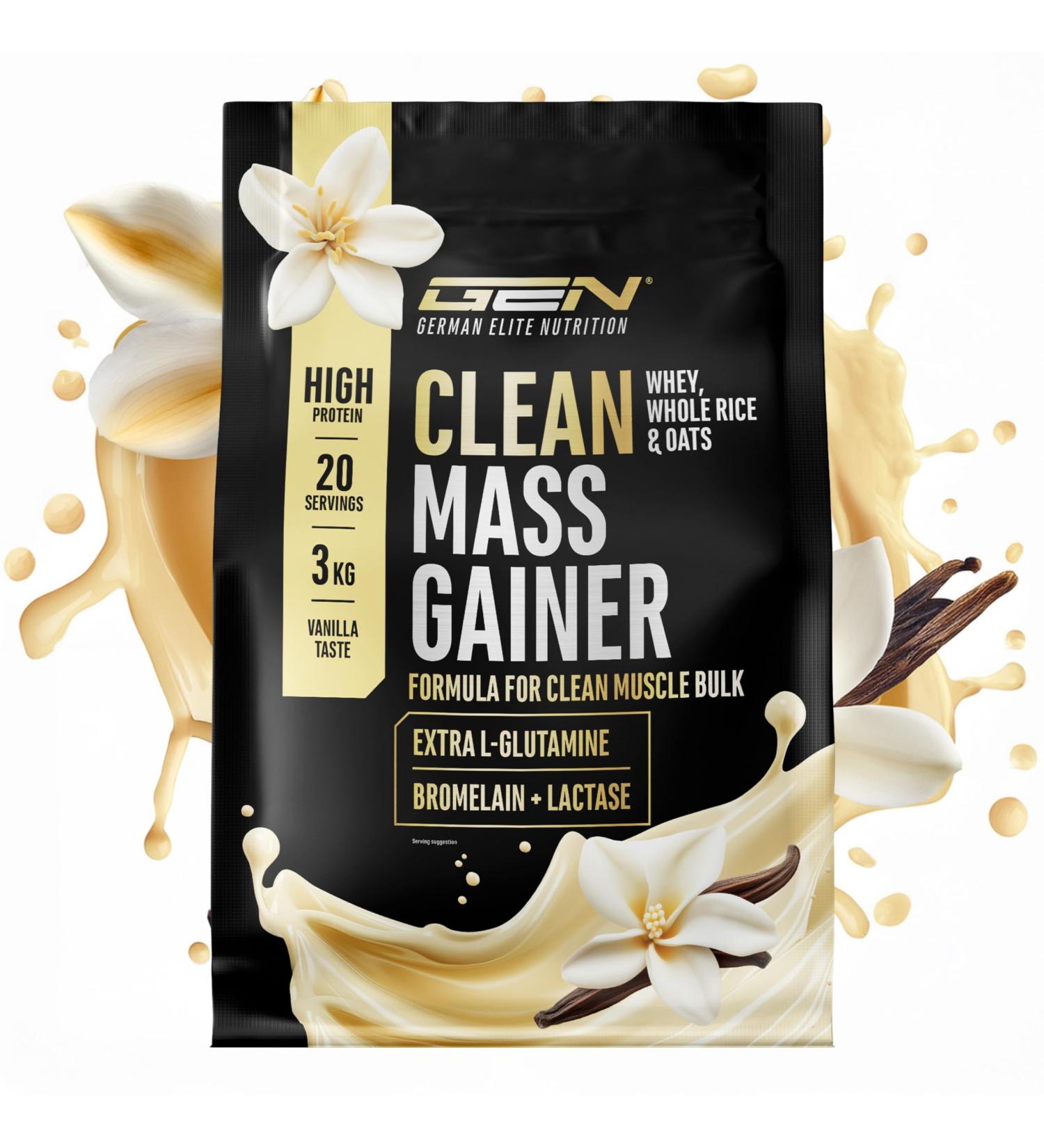 Clean Weight Gainer - 3 kg - Avec Glucides Complexes et Prot ines - Id al pour la Phase de Prise de Masse - Poudre pour la Prise de Masse et de Poids - V g tarien - Saveur Vanilla Vanilla 3 kg - Buy Online on GoSupps.com