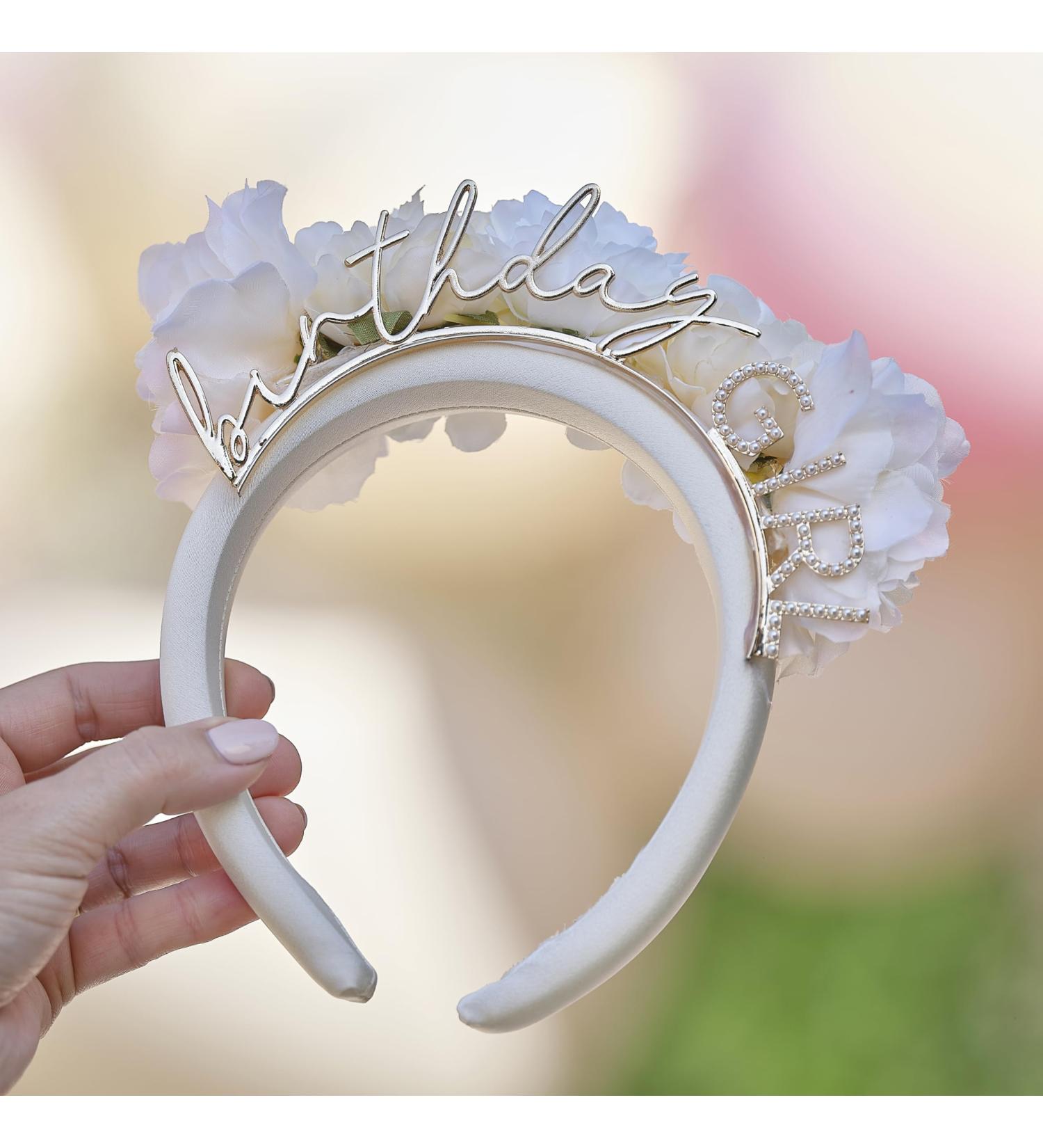 Ginger Ray Birthday Girl Headband | Artificial Flowers & Pearls | Perfect Party Wearable Accessory - Buy Online on GoSupps.com