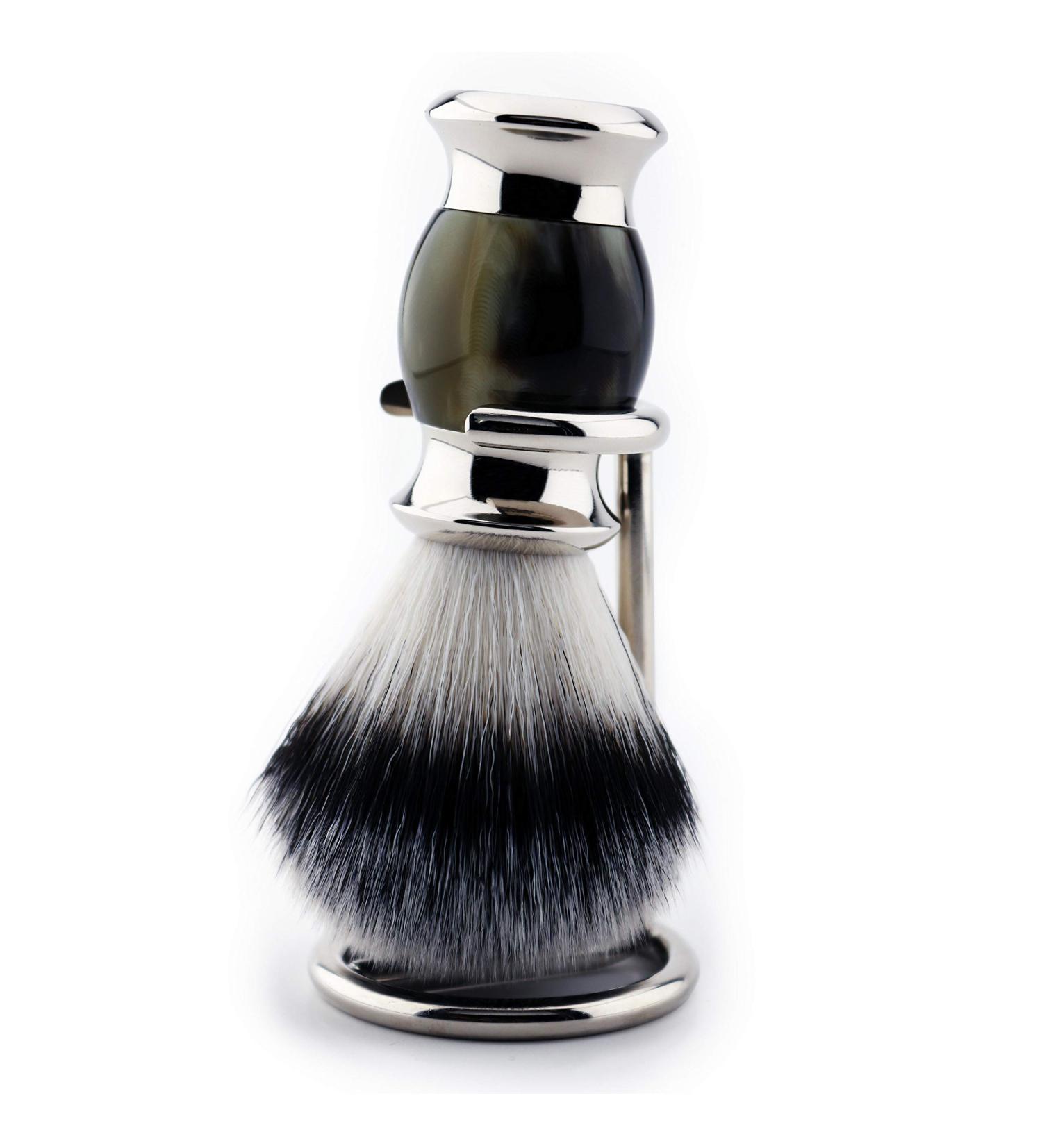 Premium Synthetic Hair Shaving Brush with Metal Stand for Effortless Grooming Ideal for Smooth Shaves - Buy Online on GoSupps.com