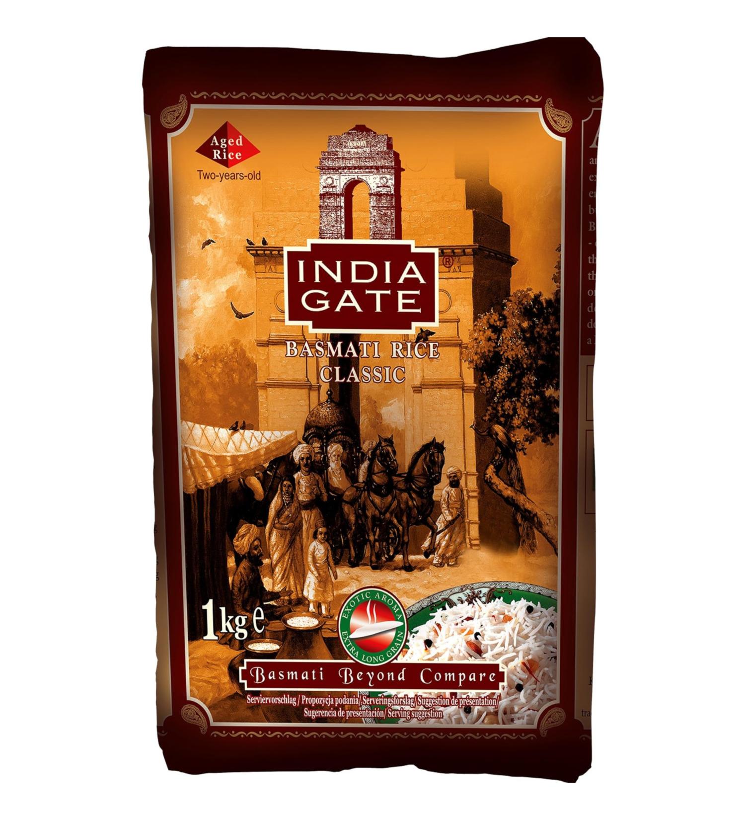 Buy INDIA GATE Classic Basmati Rice - Aromatic Long Grain 1kg Bulk Pack | Authentic Indian Rice for International Shipping - Buy Online on GoSupps.com