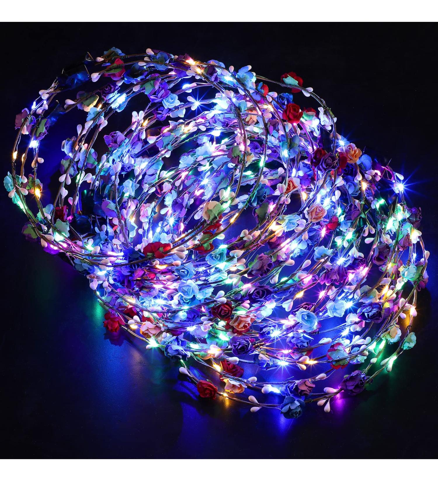 LED Flower Crown Headband - 70 Pcs Light Up Hair Accessories for Women & Girls - Buy Online on GoSupps.com
