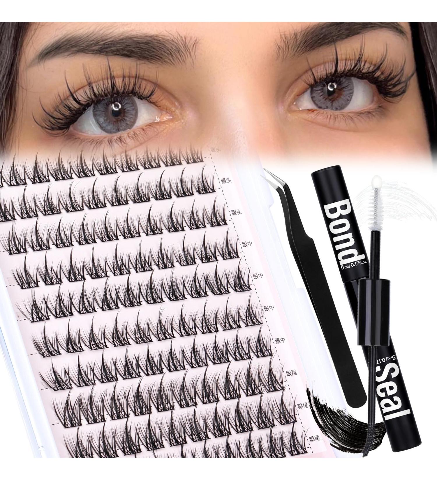 D.I.Y. Wispy D Curl Eyelash Extension Kit - 63Pcs Cluster Lashes with Waterproof Bond & Seal, Tweezers Included | Goddvenus G-manga - Buy Online on GoSupps.com
