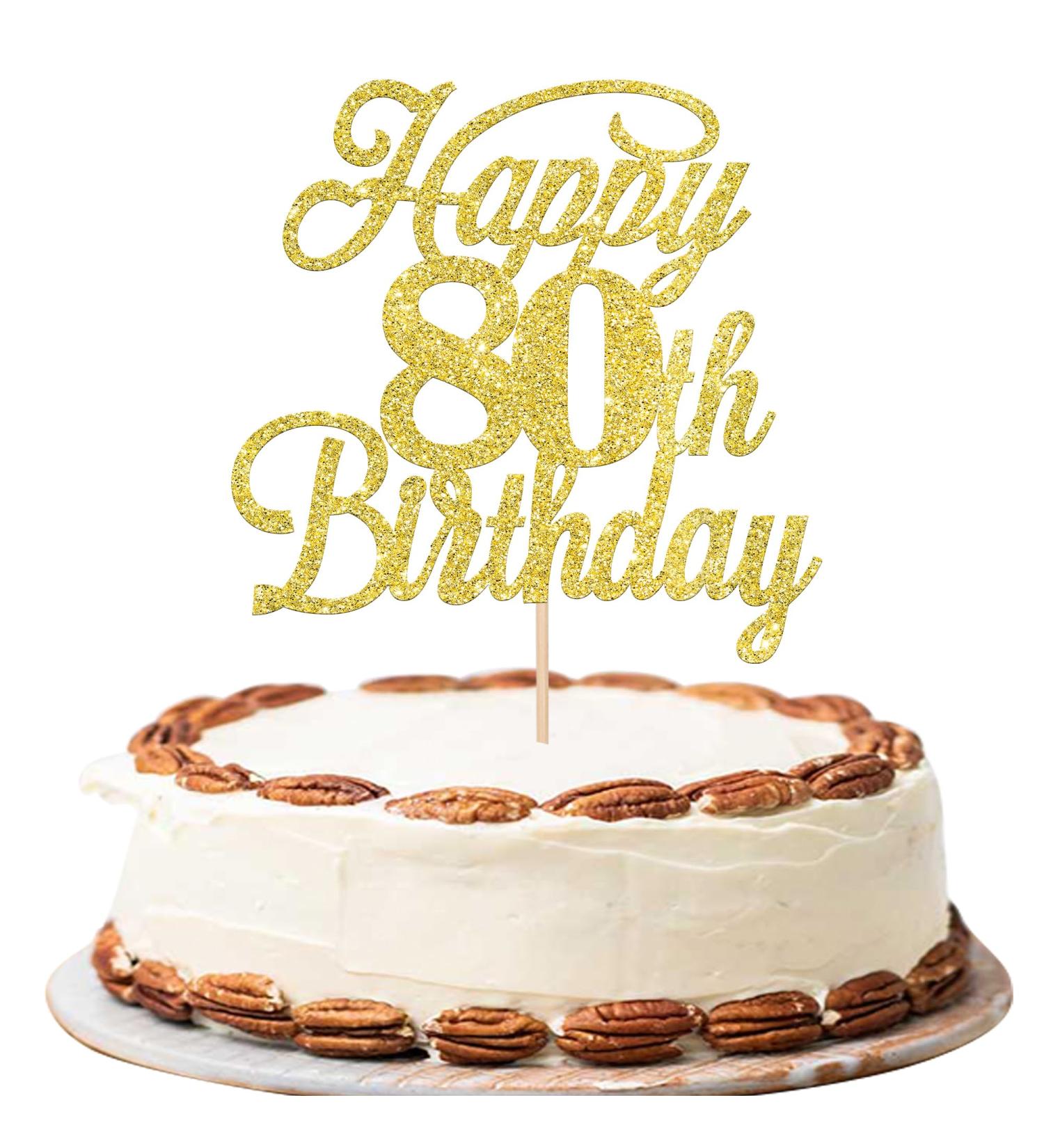 Xsstarmi 1 Pack Happy 80th Birthday Cake Topper Glitter 80 & Fabulous Cheers to 80 Years Old Birthday Cake Pick for Celebrating 80th Birthday Anniversary Party Cake Decorations Supplies Gold 80th Gold - Buy Online on GoSupps.com