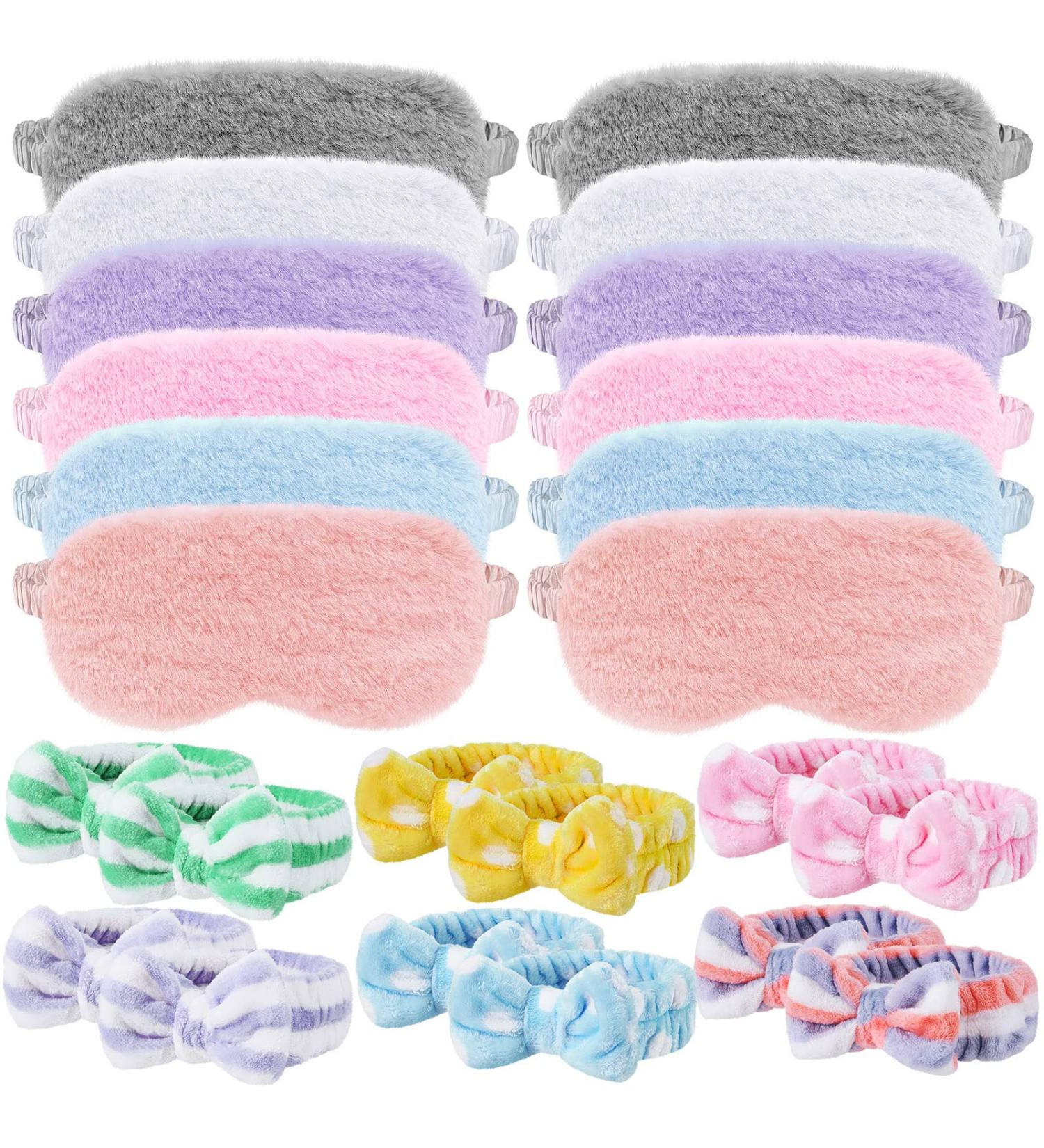 24 Pack Teen Girl & Women Sleepover Party Favors - Headband, Eye Mask, Hair Band & Accessories for Spa Theme - Soft Plush & Satin Sleep Essentials - Buy Online on GoSupps.com