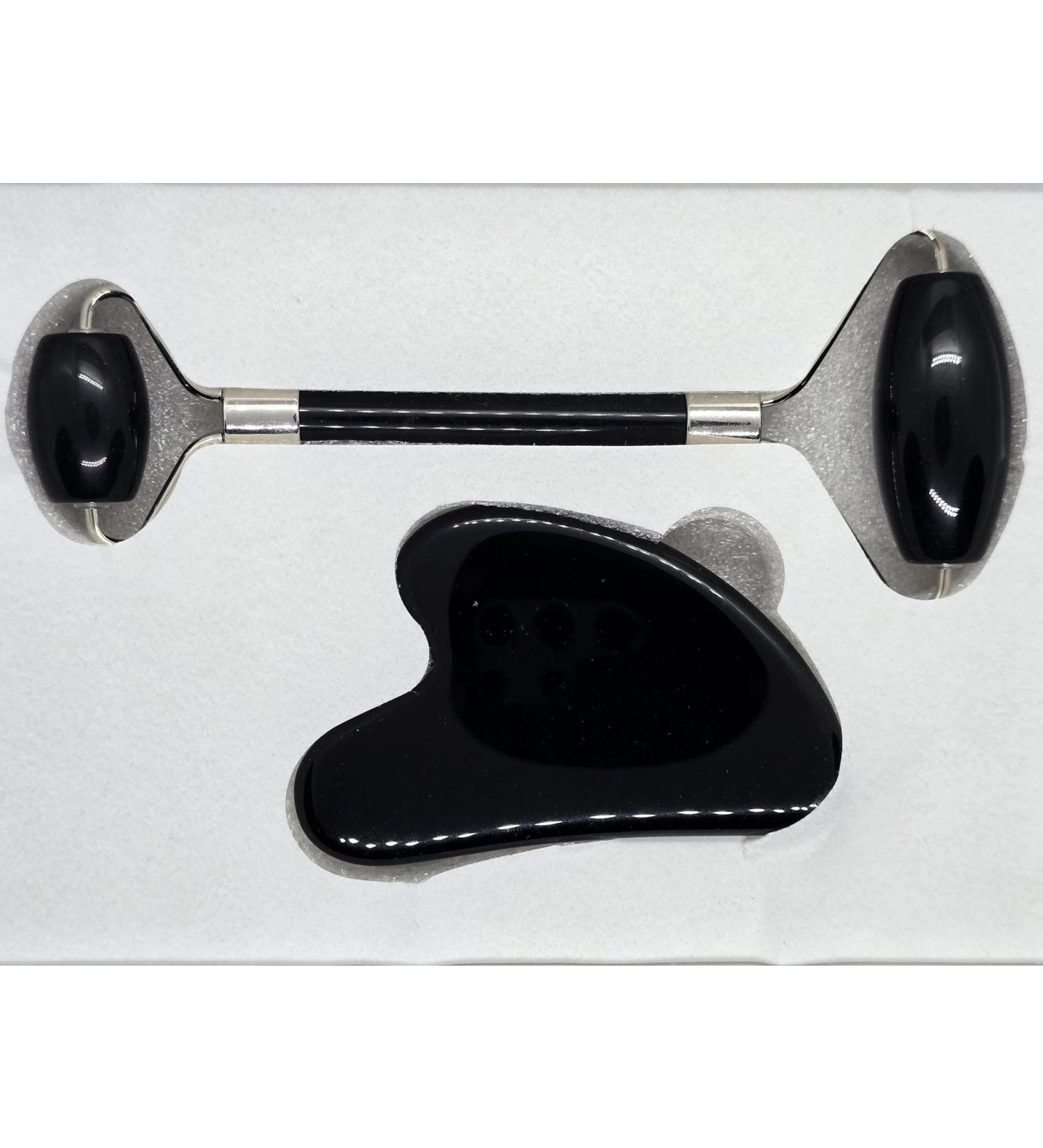 Jade Roller Gua Sha Set Natural Face Roller Skin Care Tools for Puffy Eyes Relief Anti Aging (Obsidian) - Buy Online on GoSupps.com