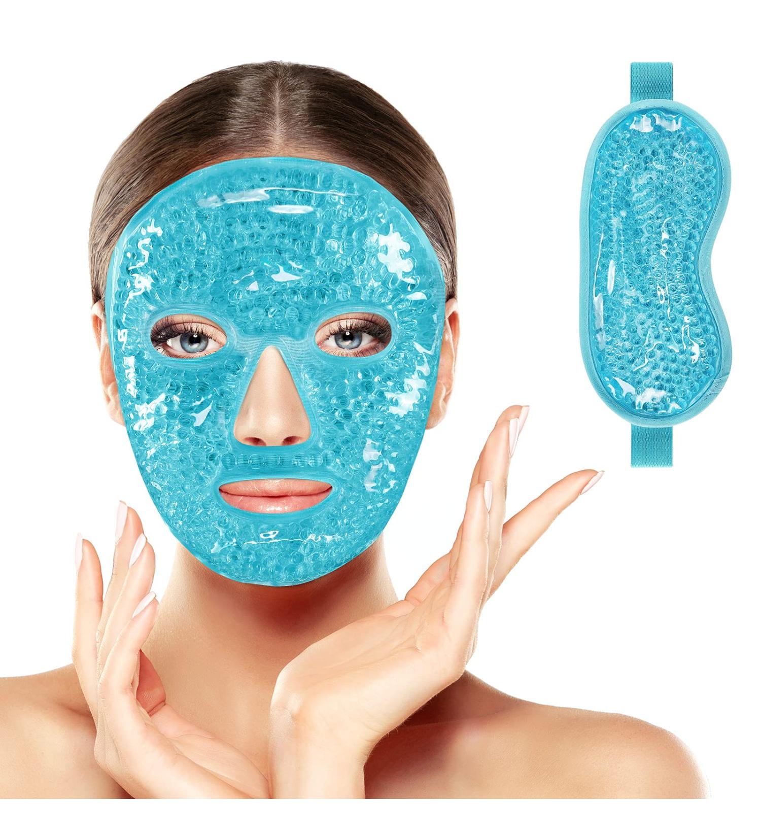 KOLTECH Reusable Gel Beads Face and Eye Mask Gift Kit - Hot & Cold Therapy for Migraine, Pain Relief, Puffiness - Sinus Pressure, Acne, Headaches - Blue - Buy Online on GoSupps.com