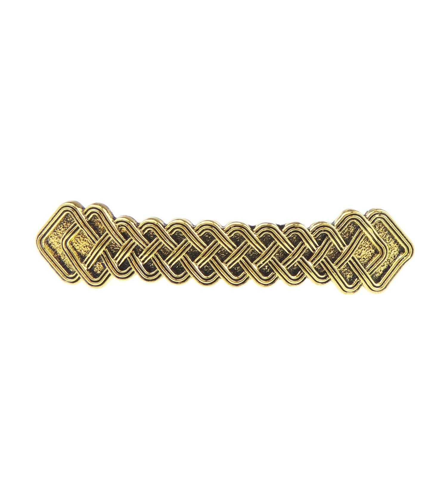Ladies Narrow Dark Silver Tone Gold Hair Barrette Clip Viking Nordic Celtic Byzantine Basket Weave (Gold Tone)